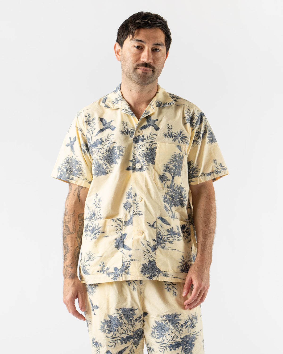 Beams Plus Beach Shirt Cut Jacquard in Cream Curated at Jake and Jones