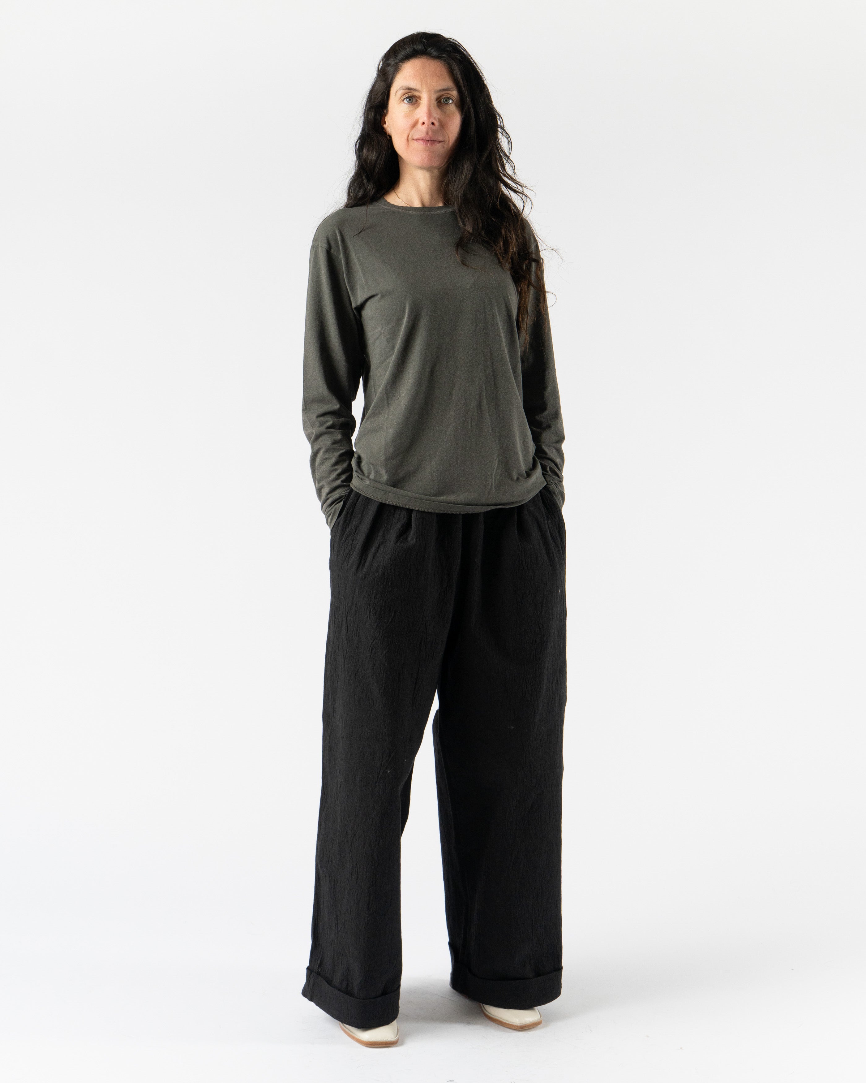 Lauren Manoogian Bias Long Sleeve Tee in Washed Black