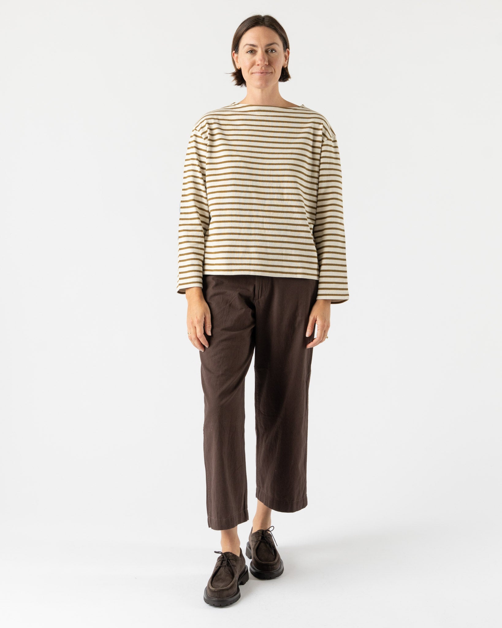 Beams Boy Elbow Patch Basque Longsleeve T-Shirt in Olive