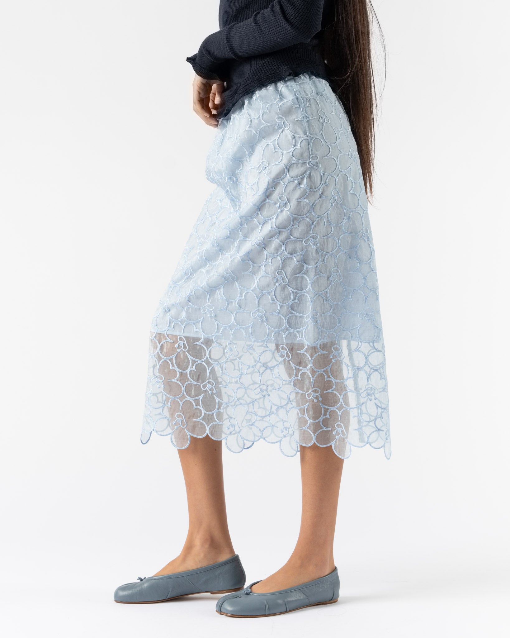 Cecilie Bahnsen Bria Skirt in Light Blue Felicia Embroidery