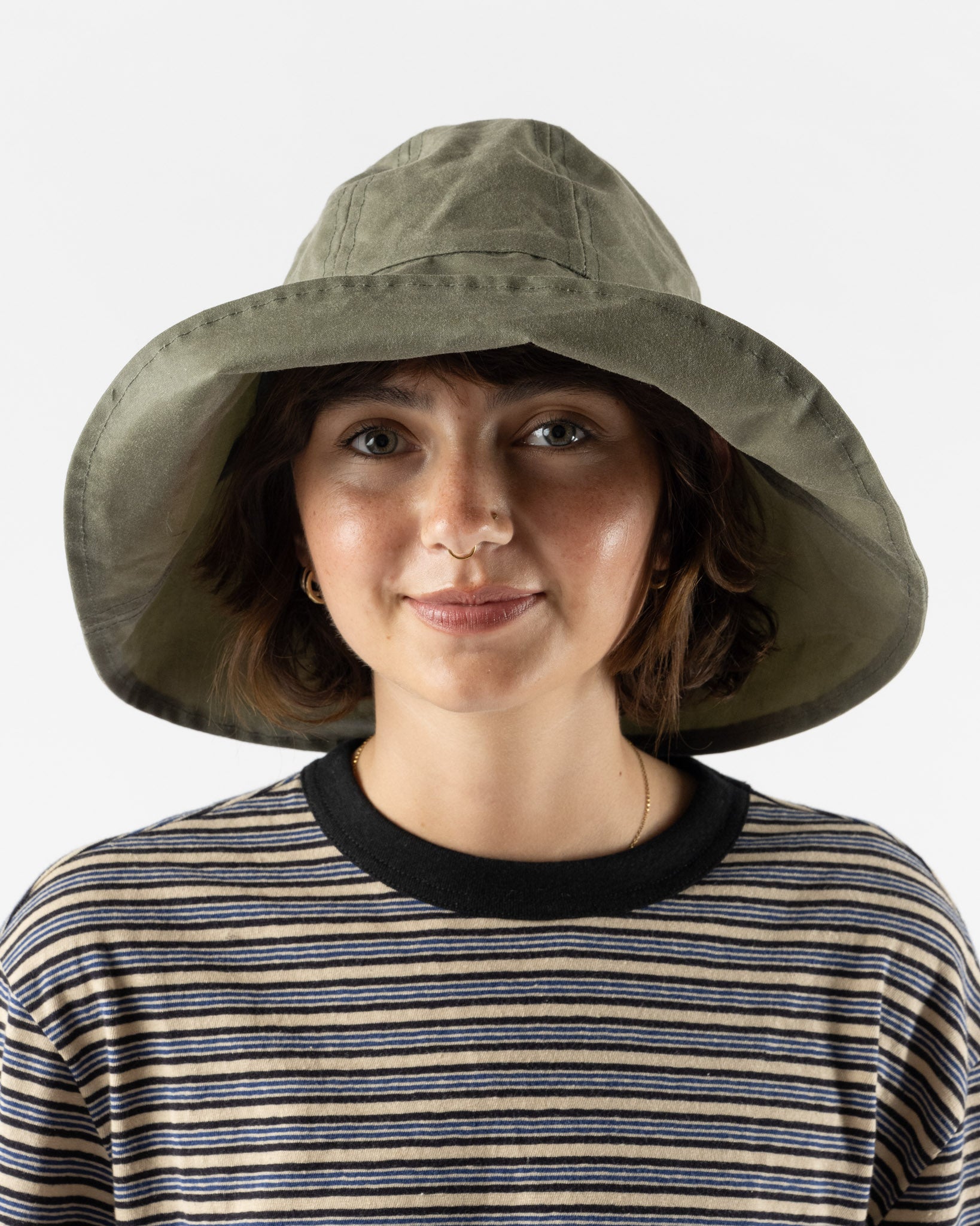 Cawley British Waxed Oilskin Sun Hat in Sage