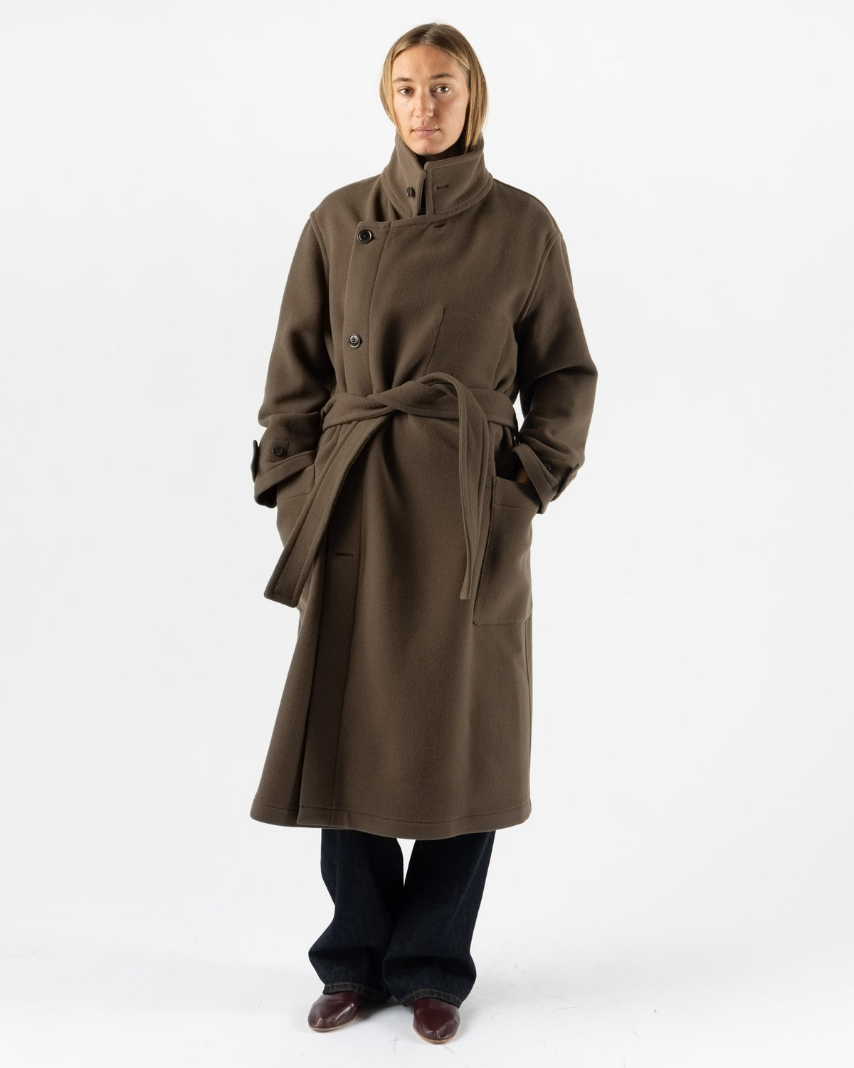 Cordera Virgin Wool Long Coat in Pardo