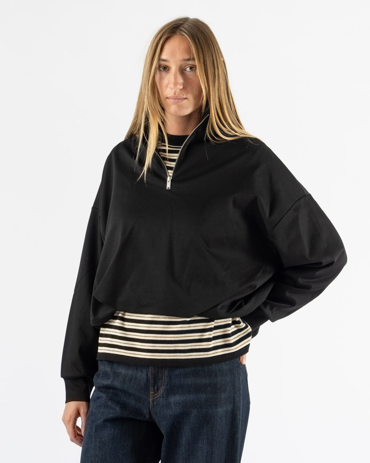 Cordera Balloon Quarter-Zip in Black