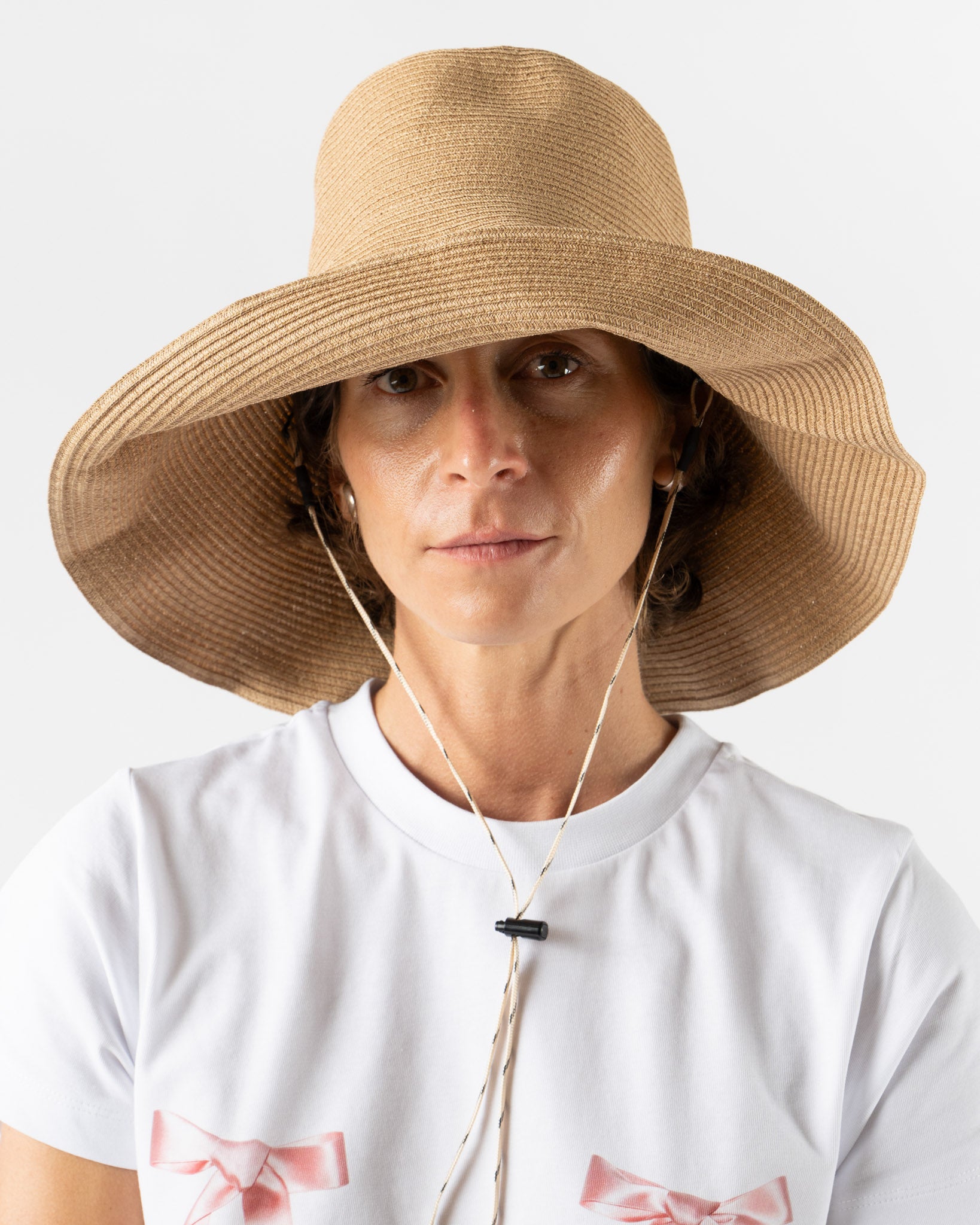 Câbleami Cotton Braid Capeline Wide Brim Hat in Beige