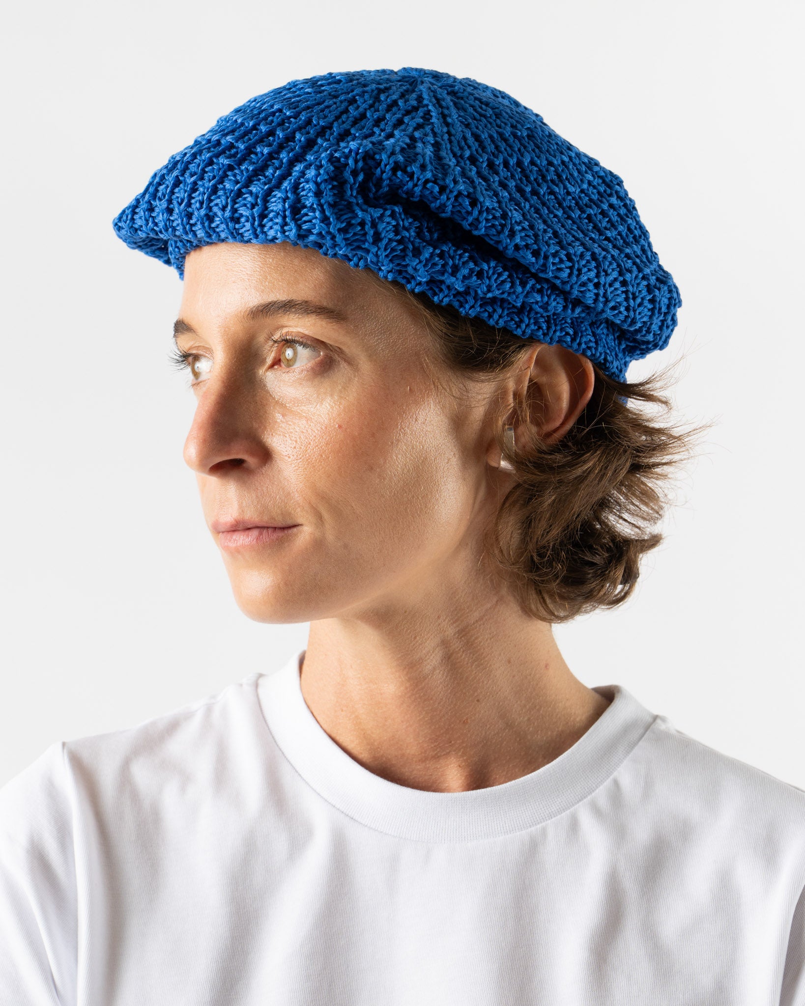 Câbleami Mercerized Cotton Beret in Blue