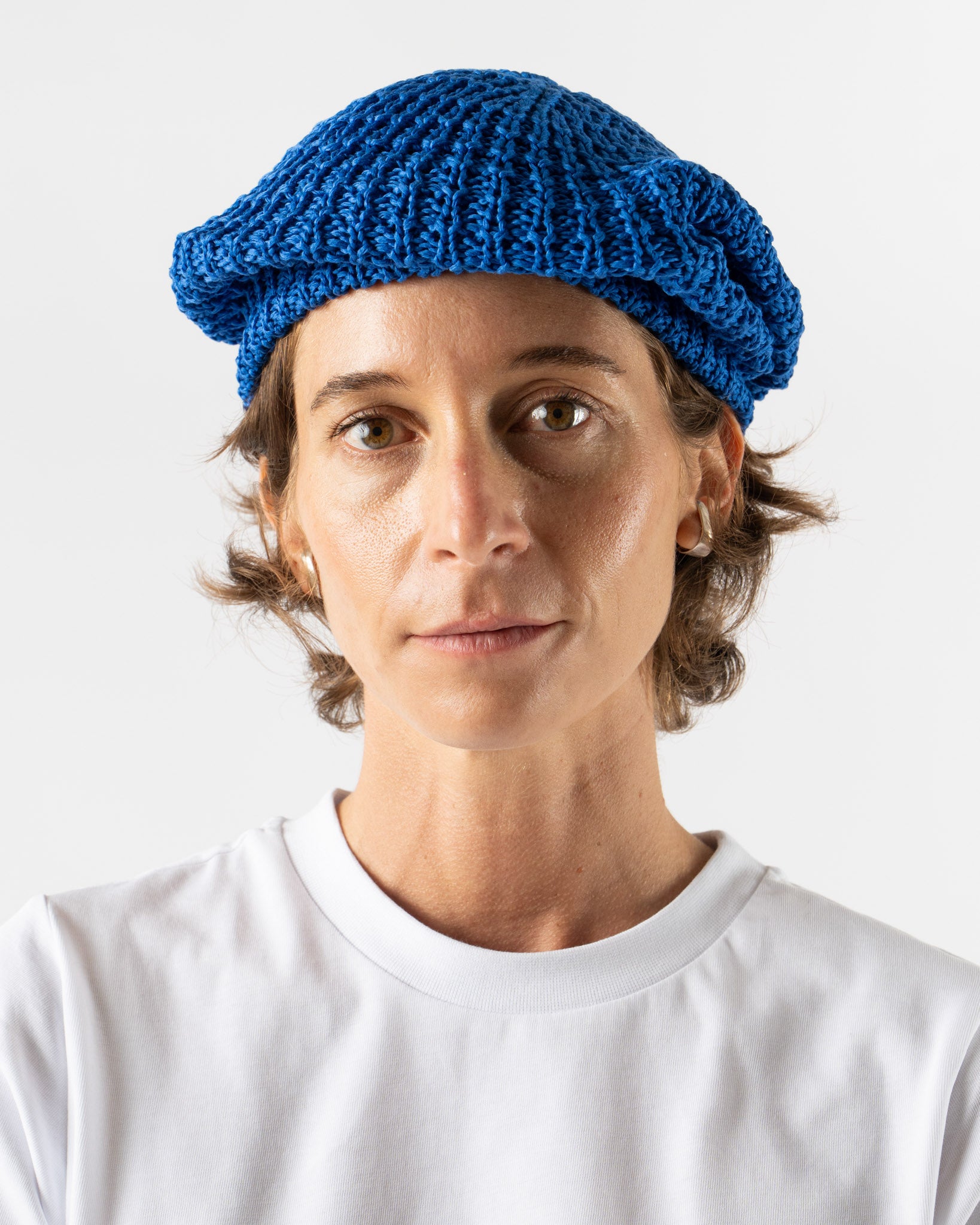 Câbleami Mercerized Cotton Beret in Blue