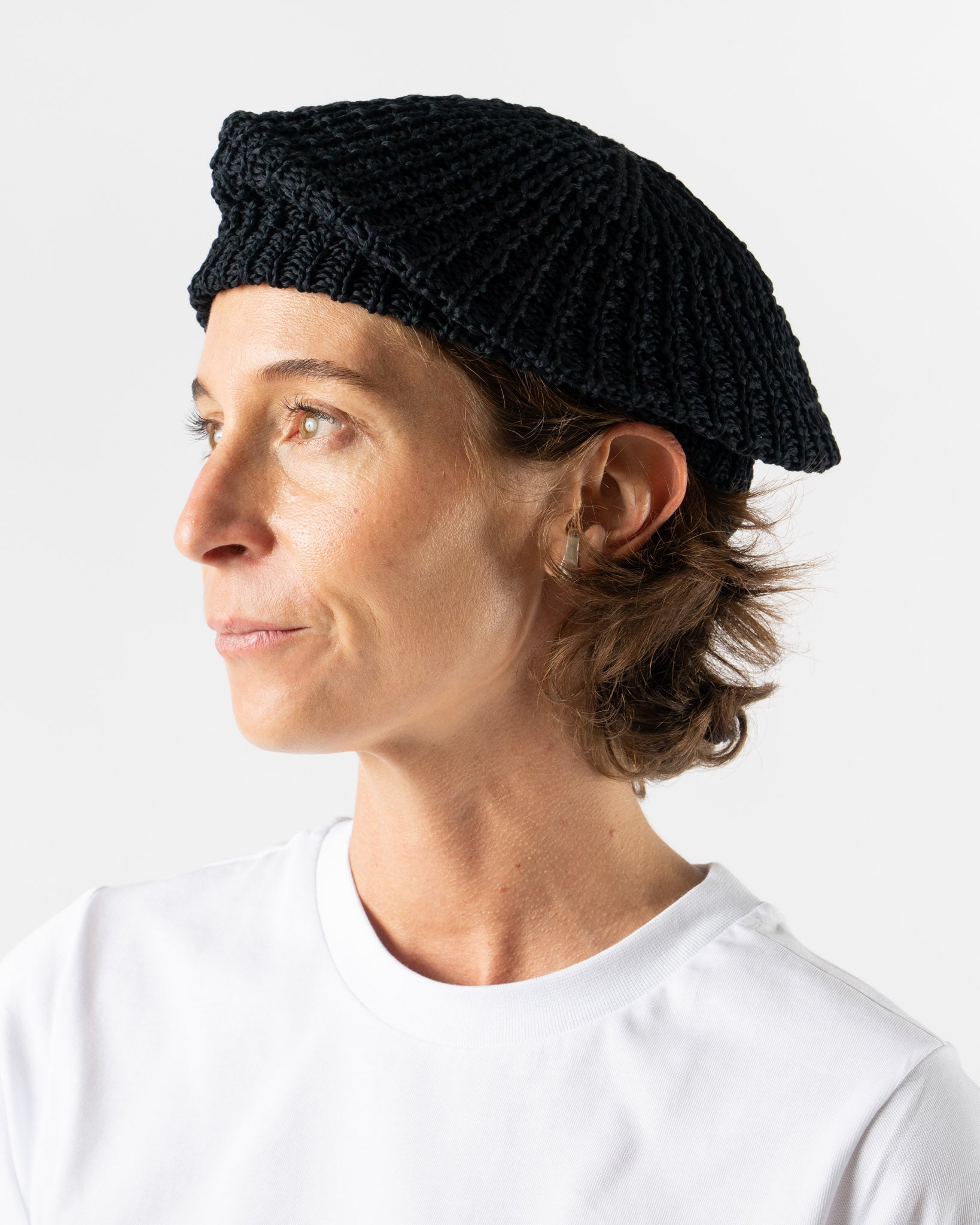 Câbleami Mercerized Cotton Beret in Navy