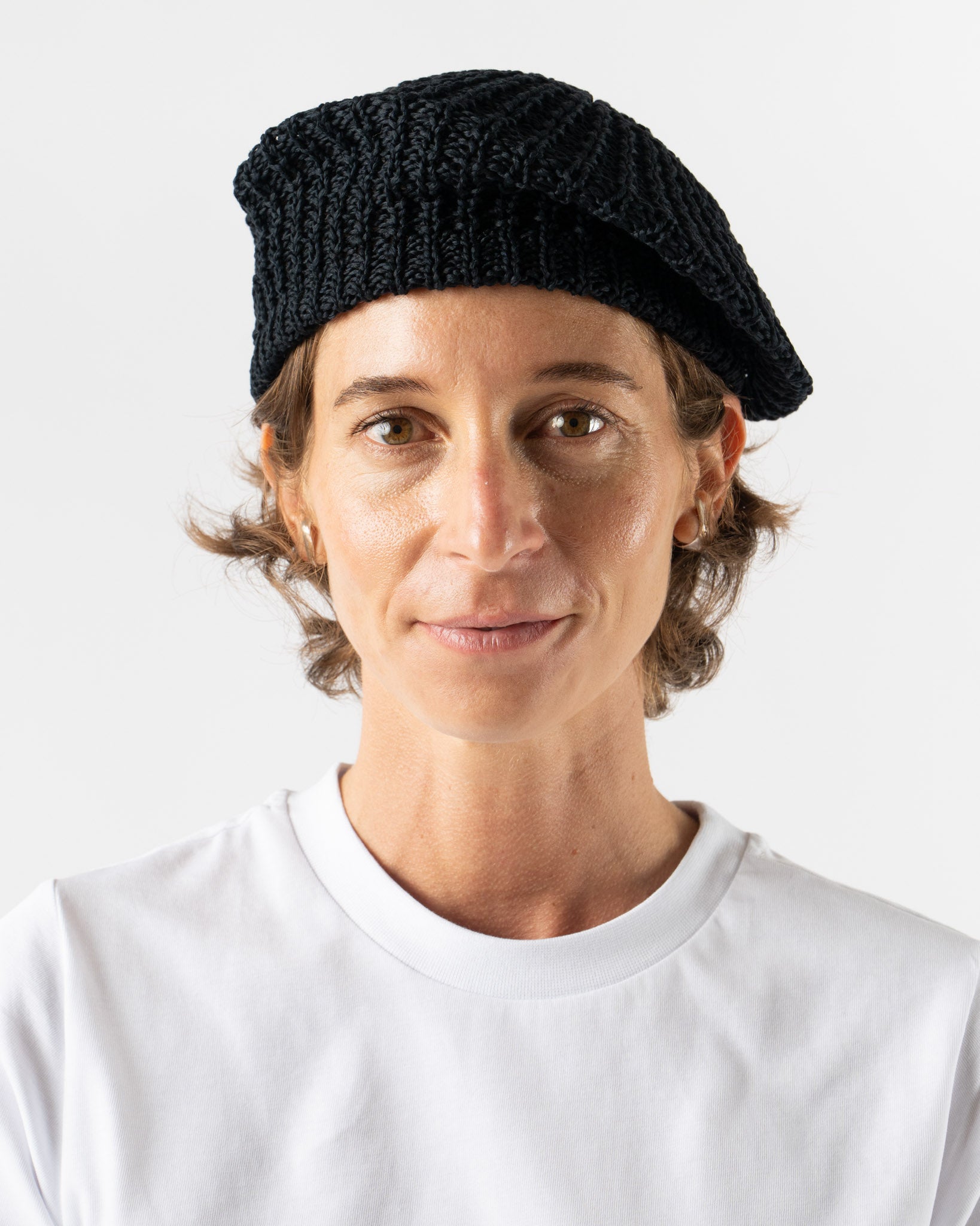Câbleami Mercerized Cotton Beret in Navy