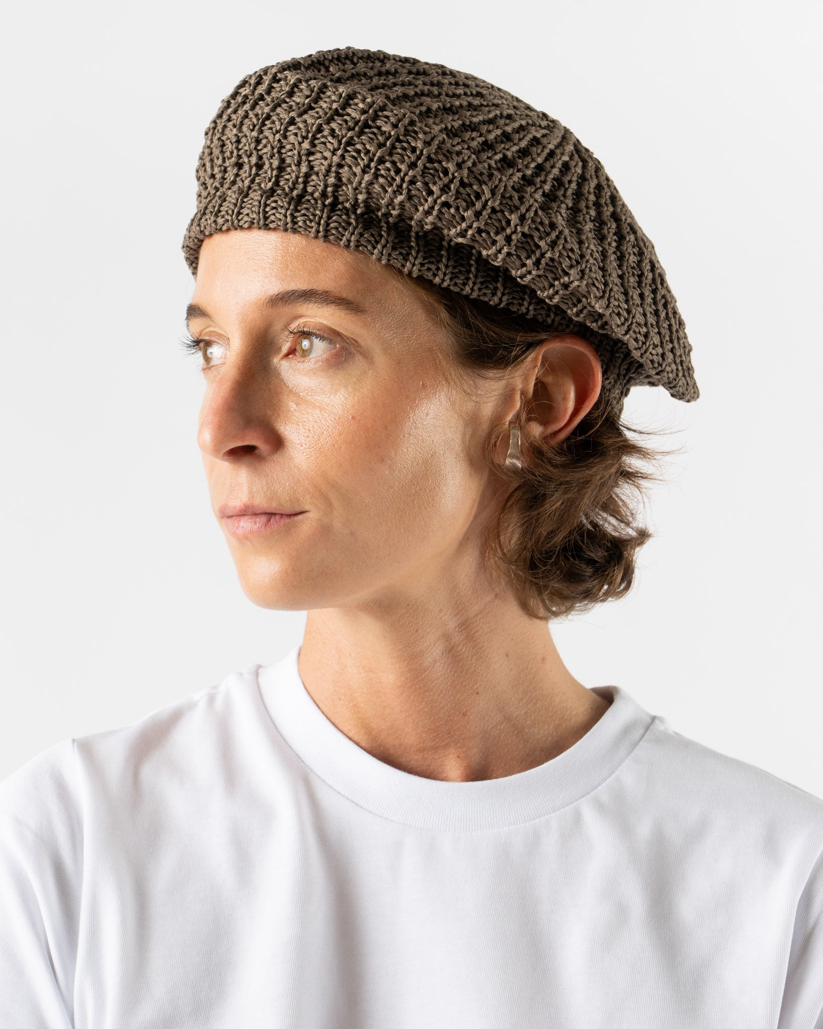 Câbleami Mercerized Cotton Beret in Army Brown