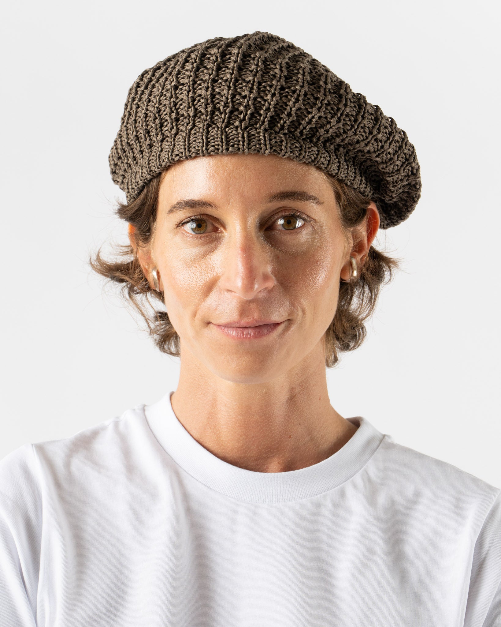 Câbleami Mercerized Cotton Beret in Army Brown