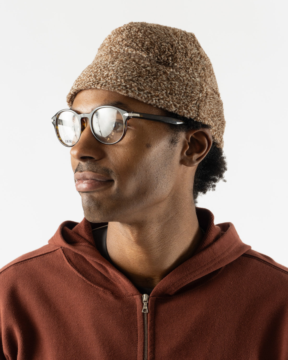 Cafe Mountain Fleece Cabin Beanie in Natural Fleck