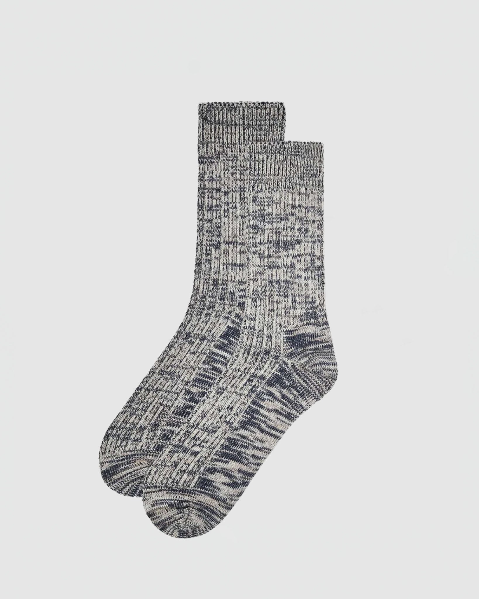 Cafe Mountain Slub Wool Trek Sock in Indigo Mix