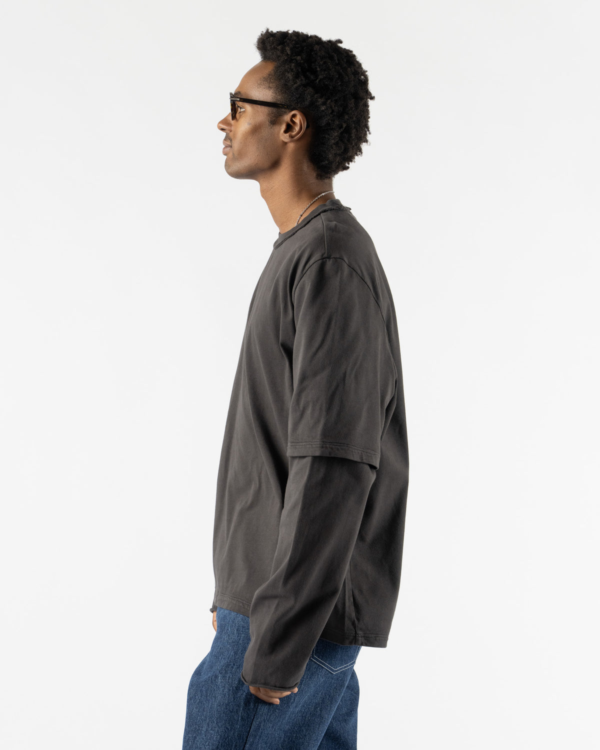 Camiel Fortgens Big Tee Double Sleeve in Dark Grey