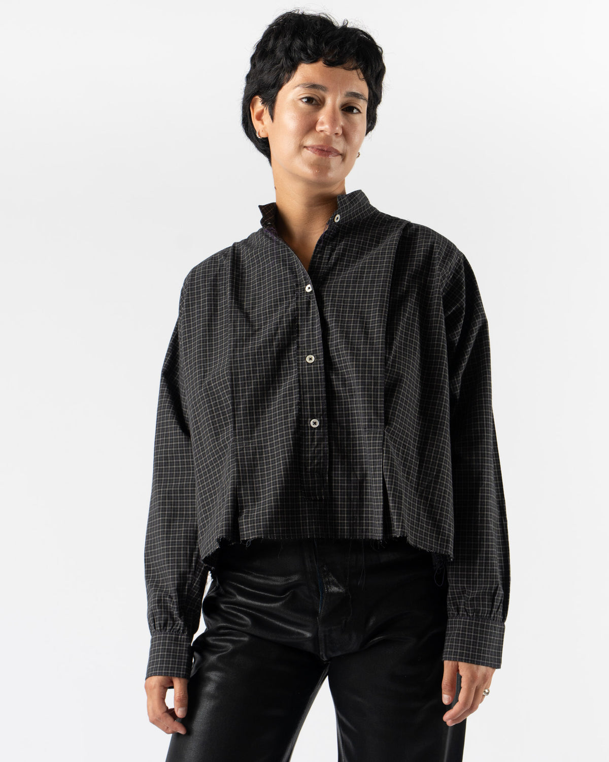 Camiel Fortgens Anorak Shirt in Black Check Curated at Jake and Jones