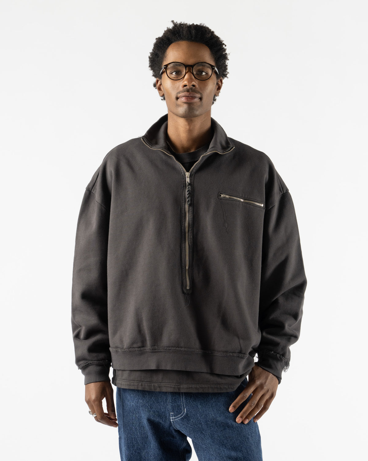 Camiel Fortgens Half-Zip Sweat in Dark Grey