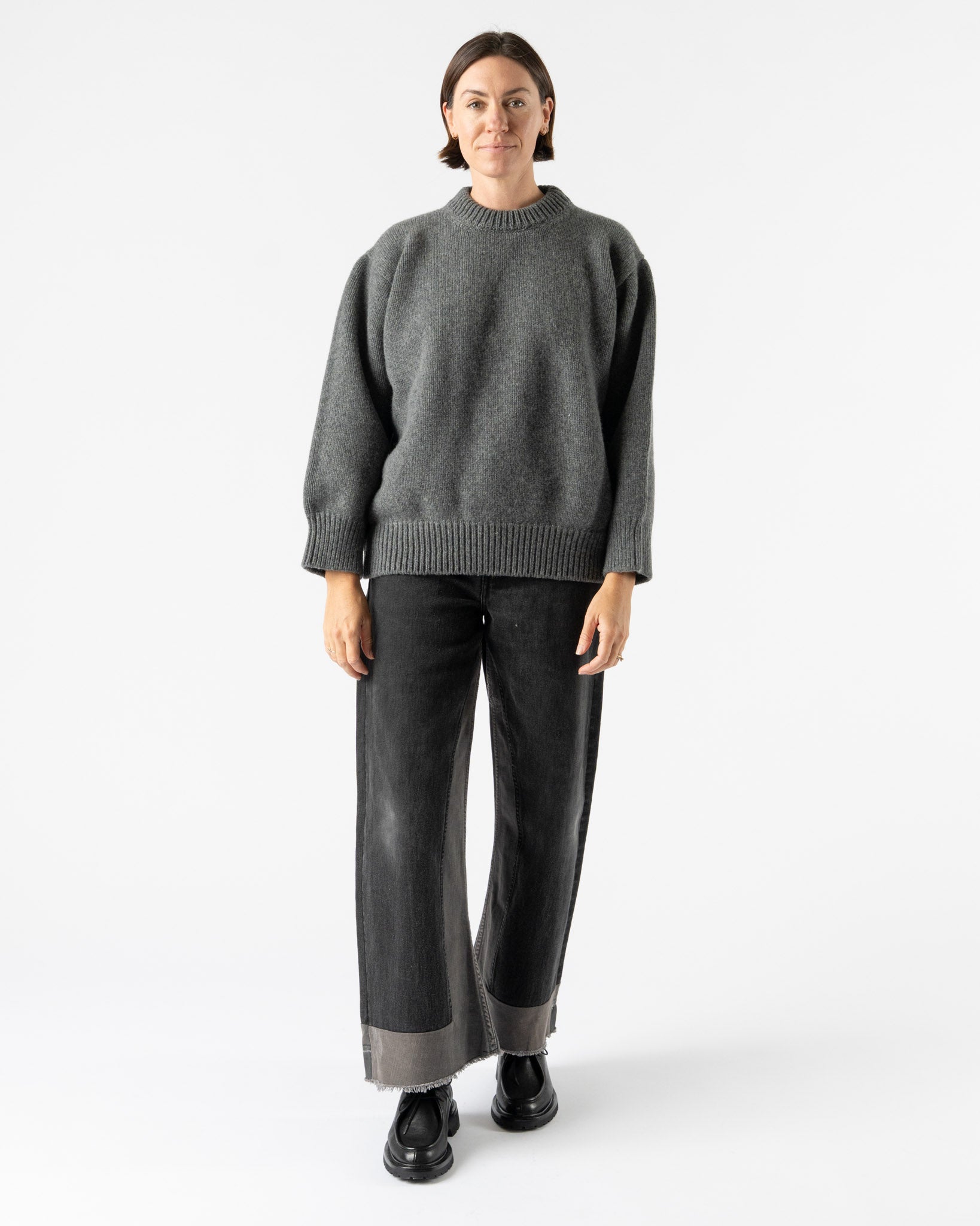 &Daughter Caragh Chunky Slouch Crewneck in Derby Grey