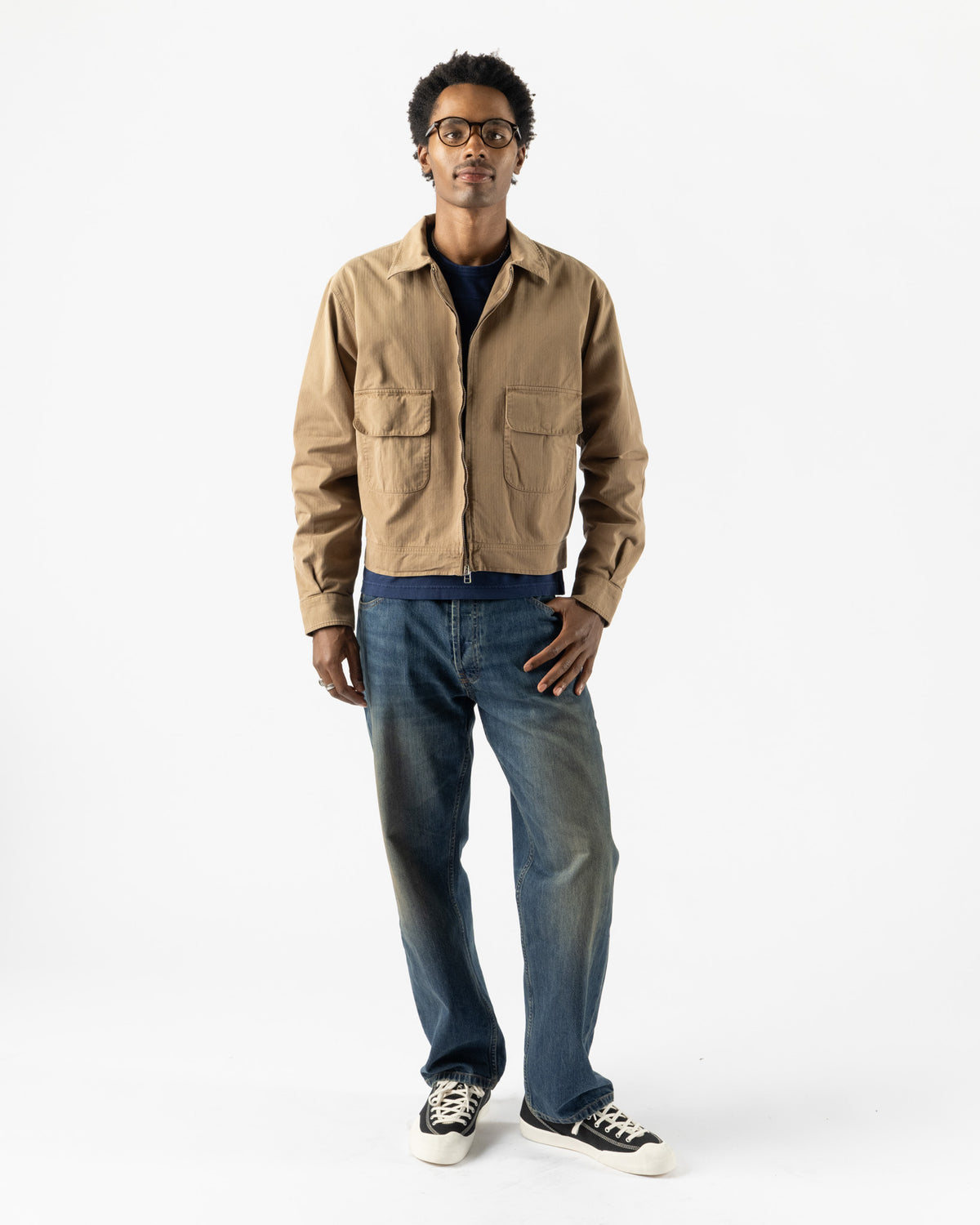 Carter Young Herringbone Andover Jacket in Fatigue Green
