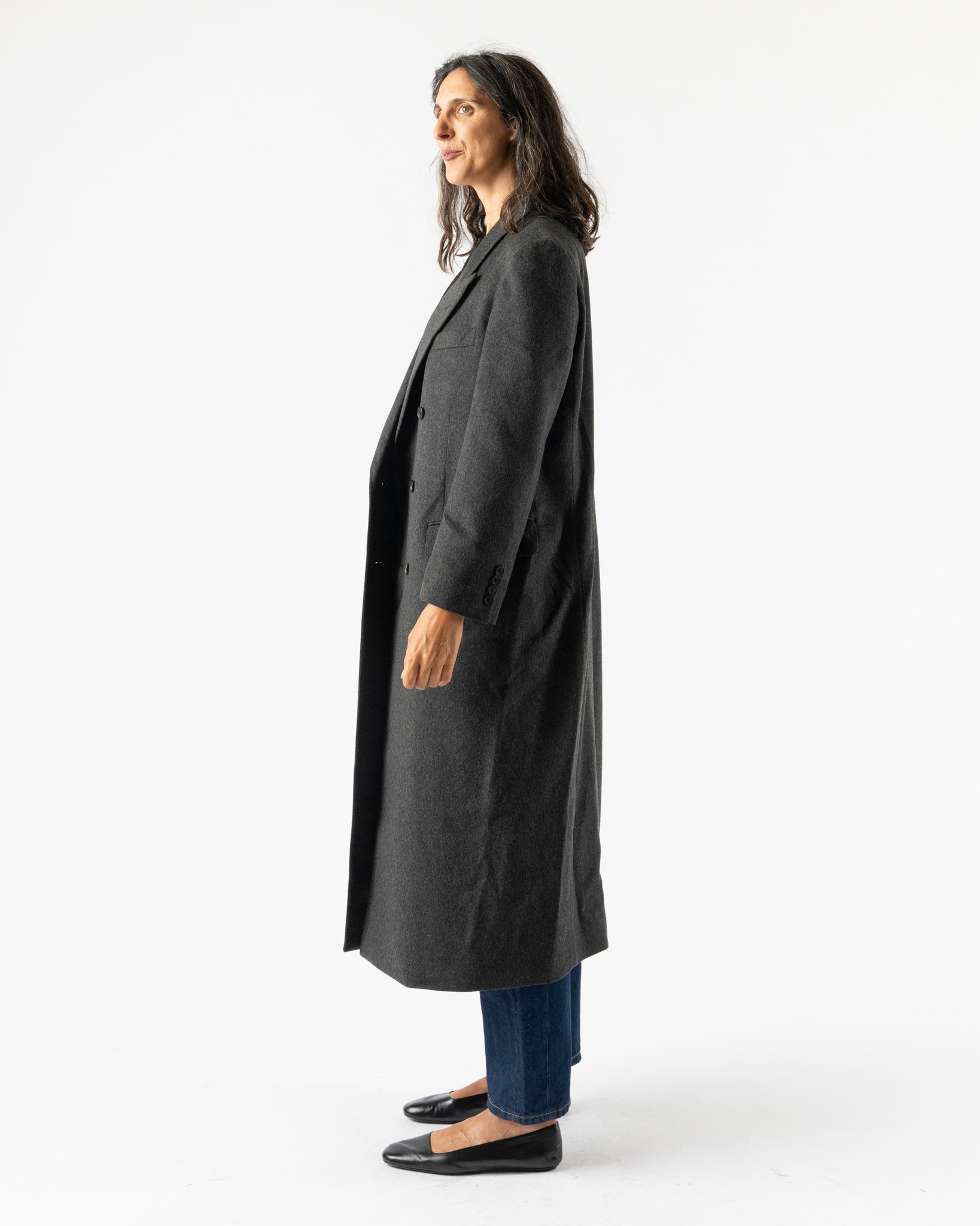 Auralee Cashmere Moleskin Coat in Top Charcoal