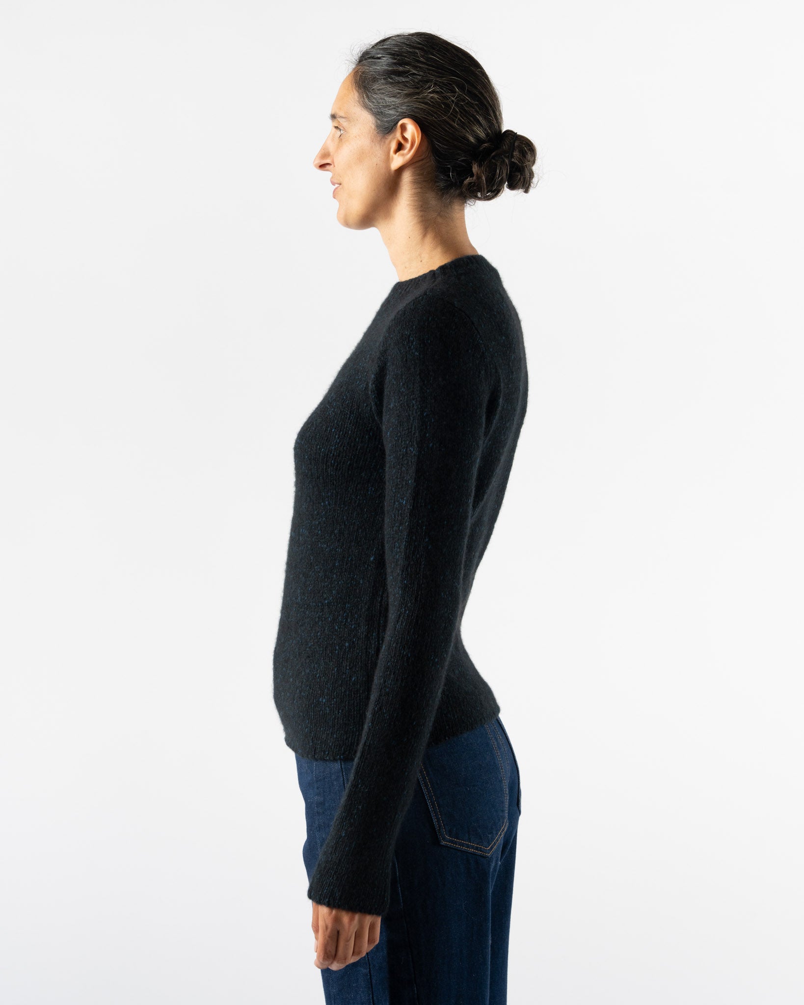 Auralee Cashmere Pullover in Top Navy Black