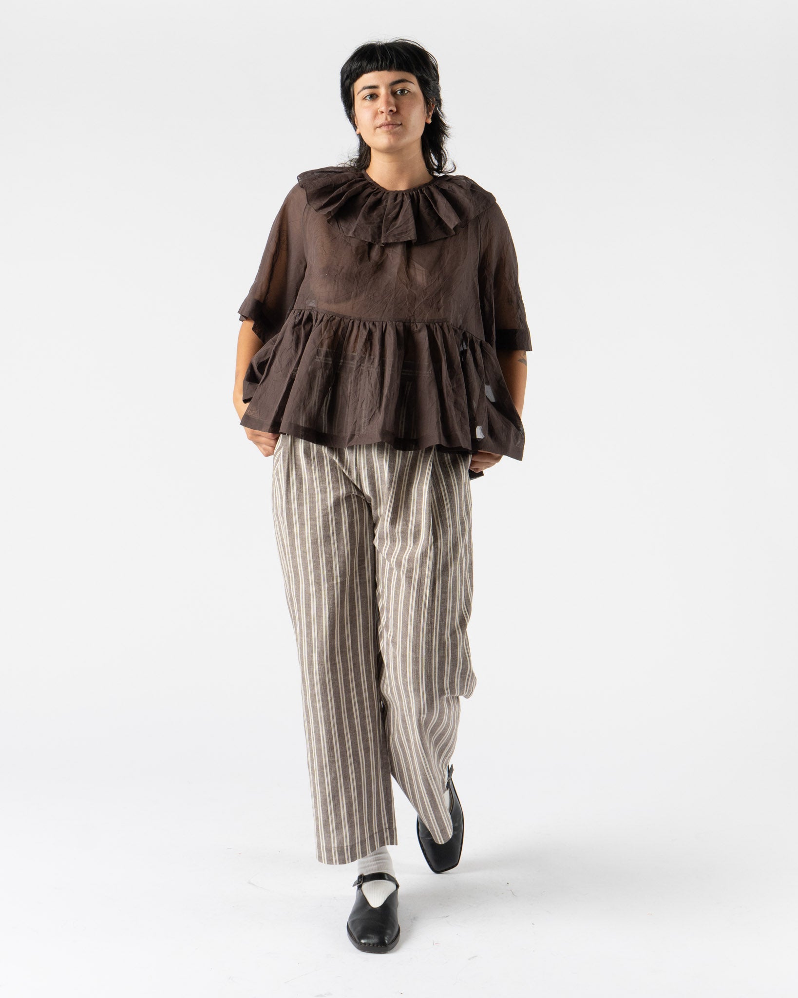 Cawley Delilah Frill Top in Chocolate