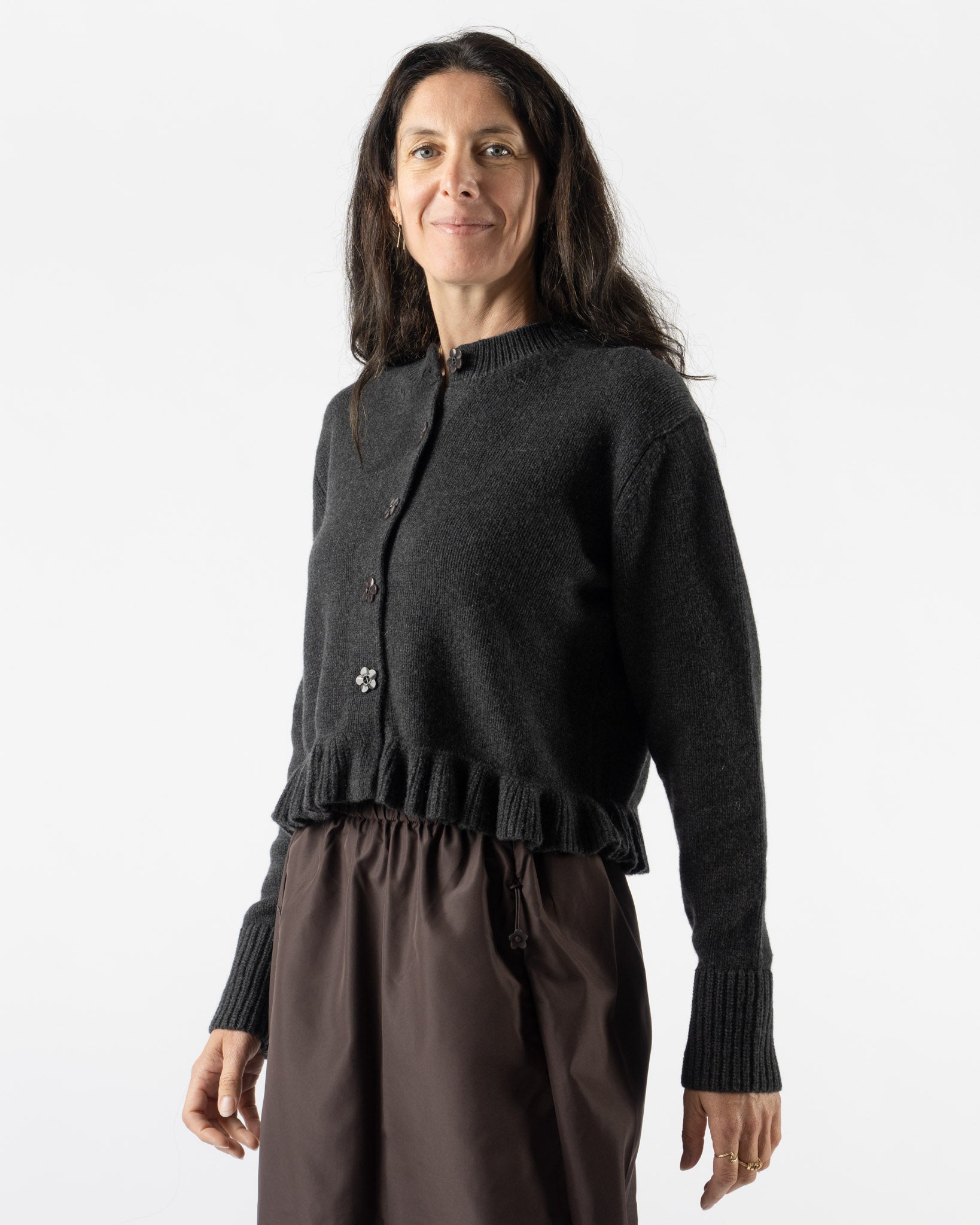 Cecilie Bahnsen Fibbie Cardigan in Charcoal Grey