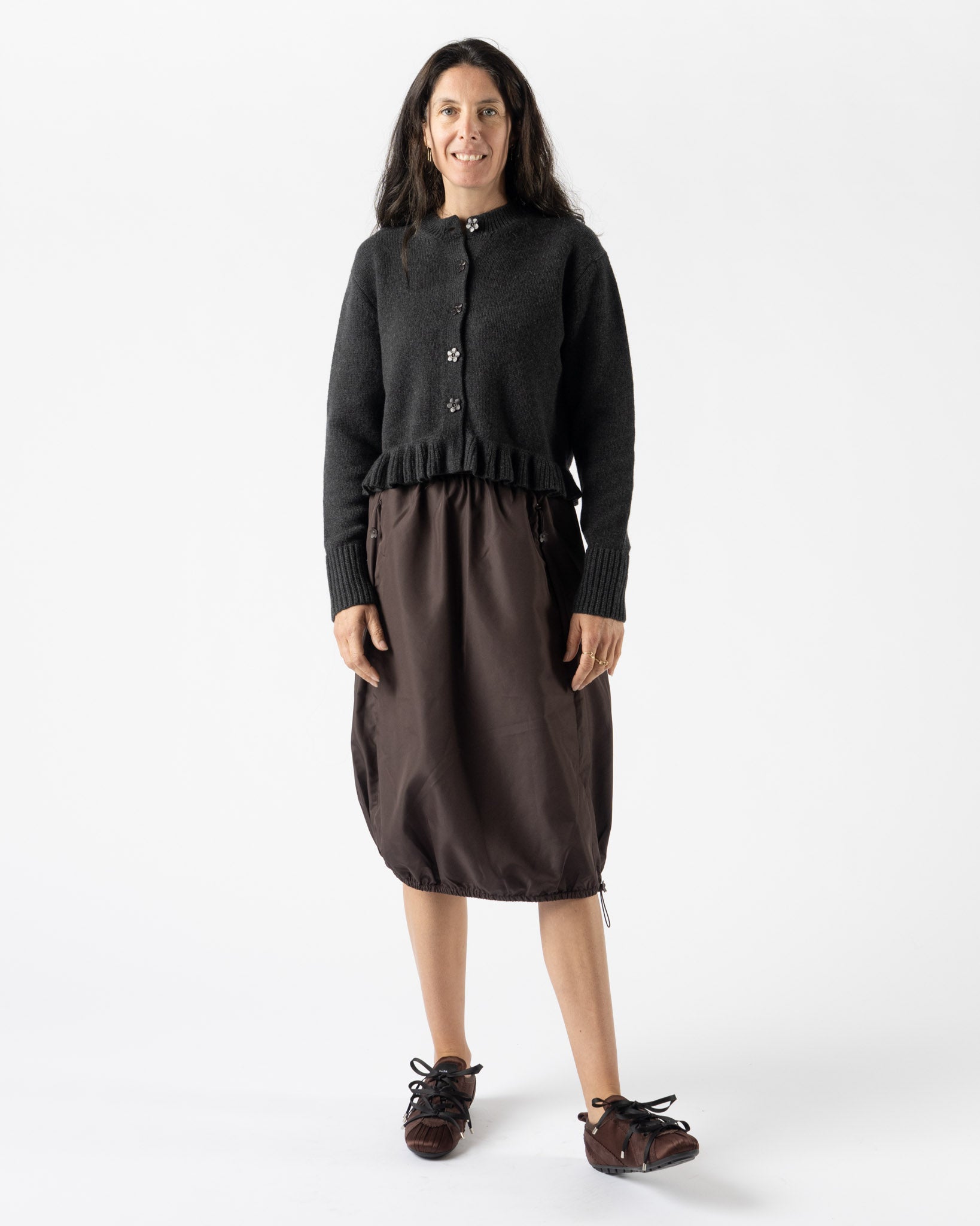 Cecilie Bahnsen Fibbie Cardigan in Charcoal Grey
