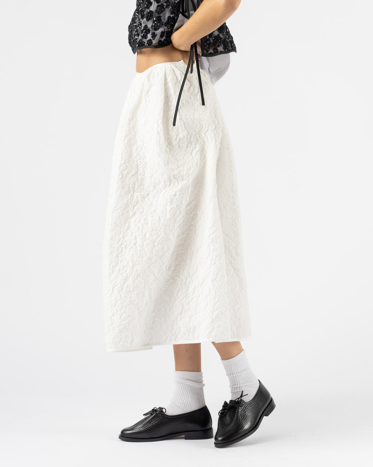 Cecilie Bahnsen Bala Skirt in White Floratini Matelasse