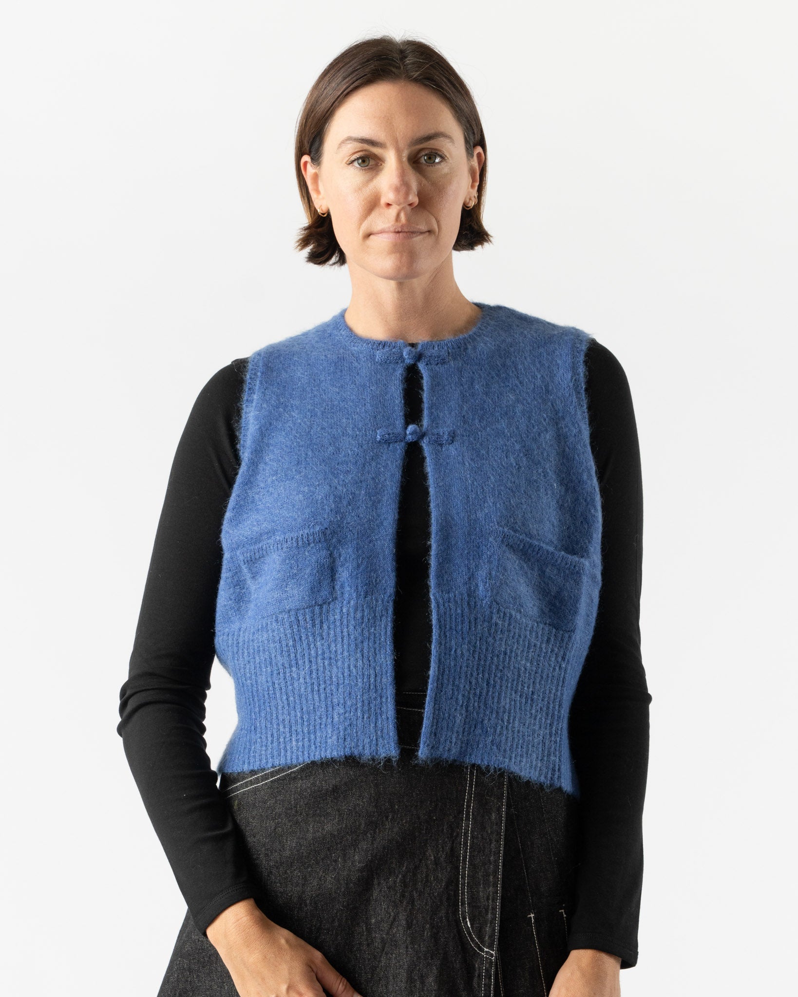 Beams Boy China Button Vest in Blue