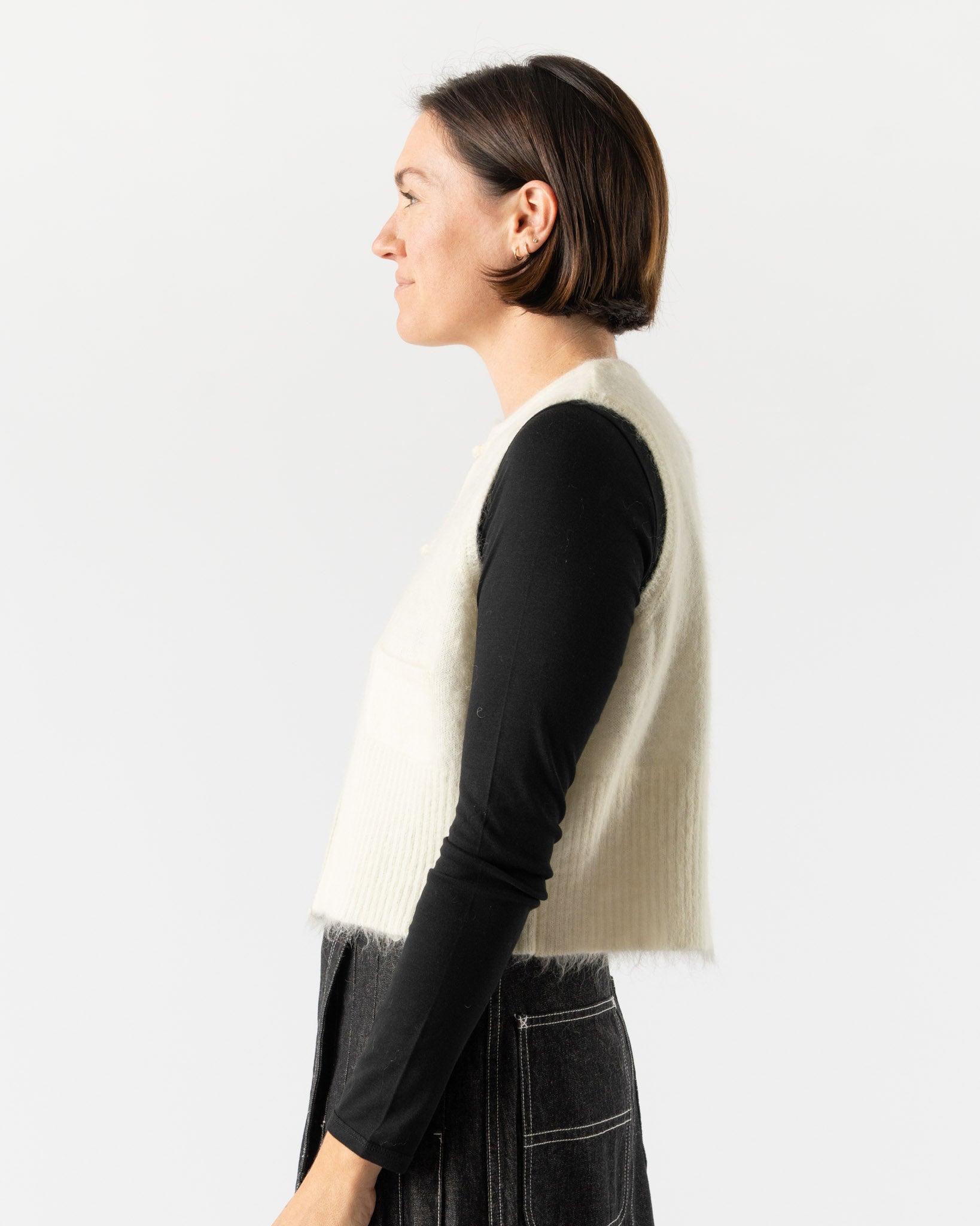 Beams Boy China Button Vest in Off White