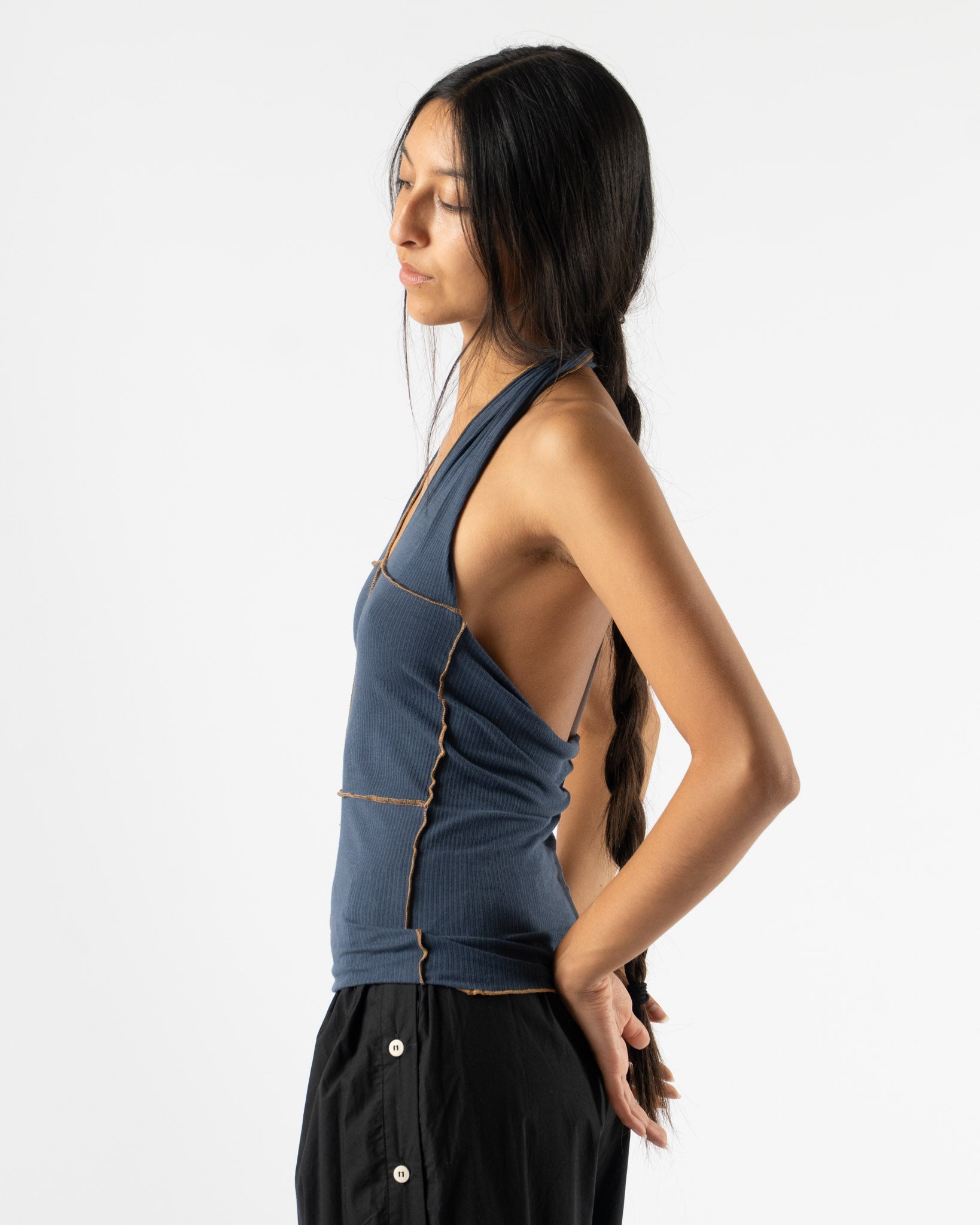 Baserange Cinder Halter Top in Preston Blue