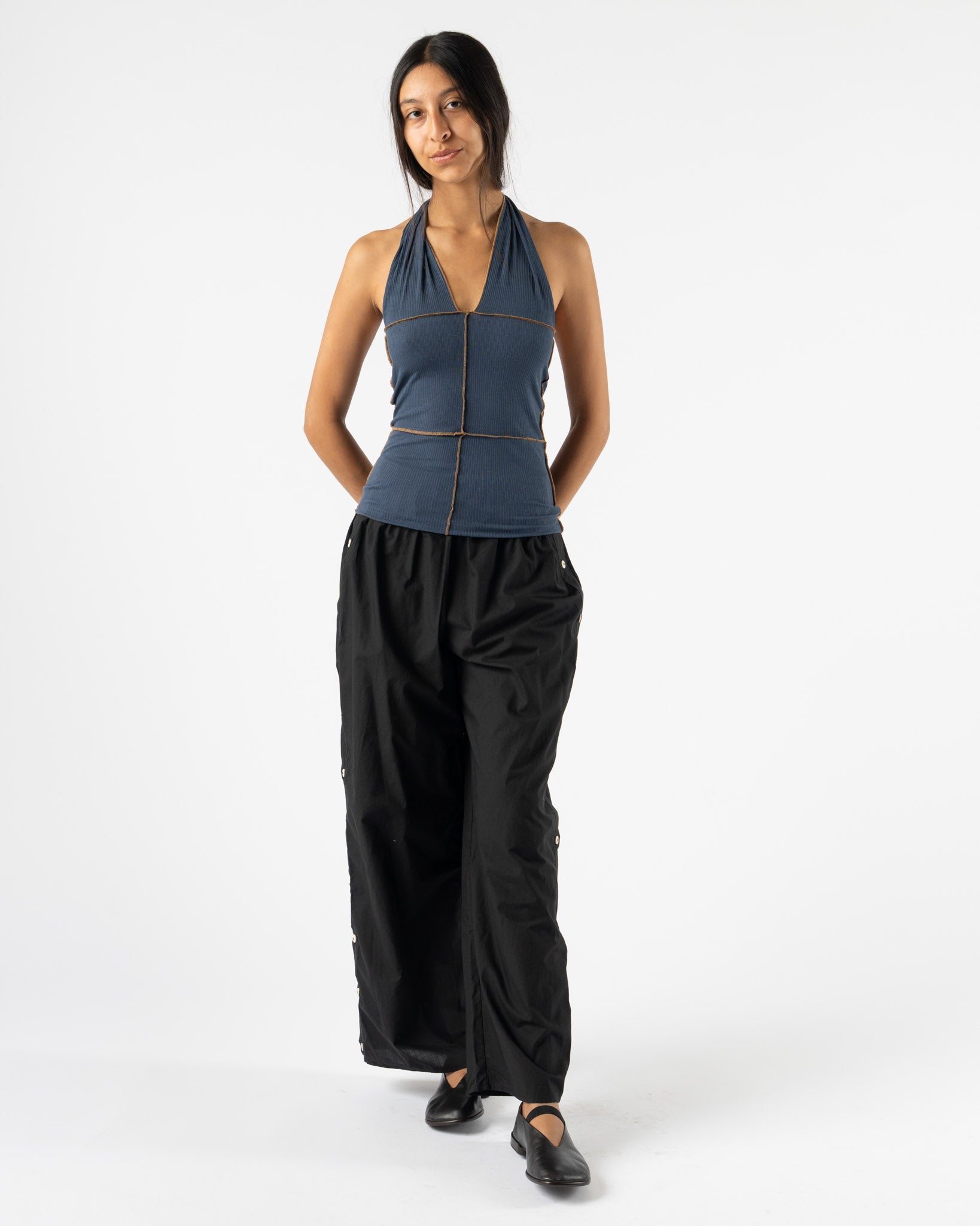Baserange Cinder Halter Top in Preston Blue
