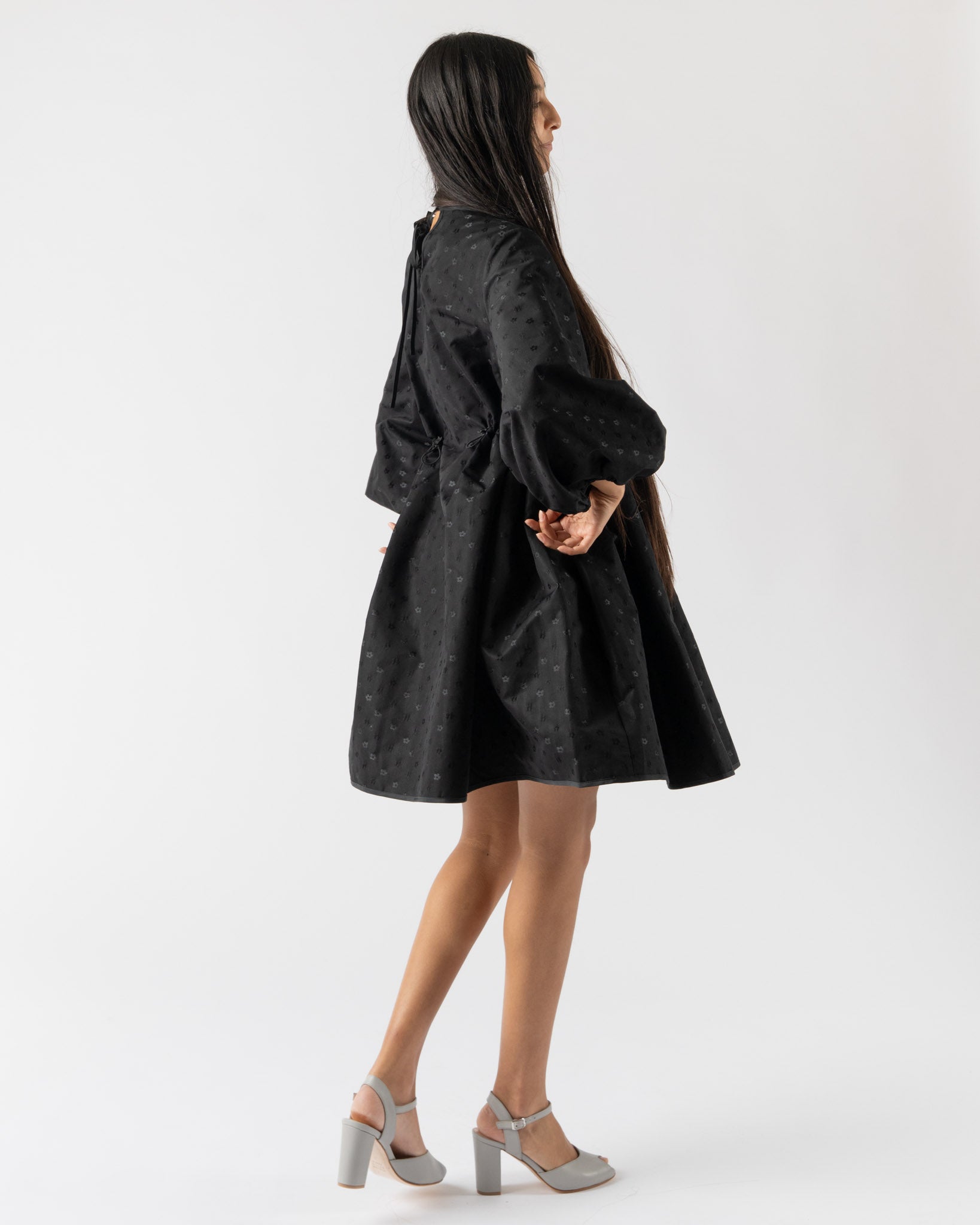 Cecilie Bahnsen Clo Dress in Black Iris Jacquard