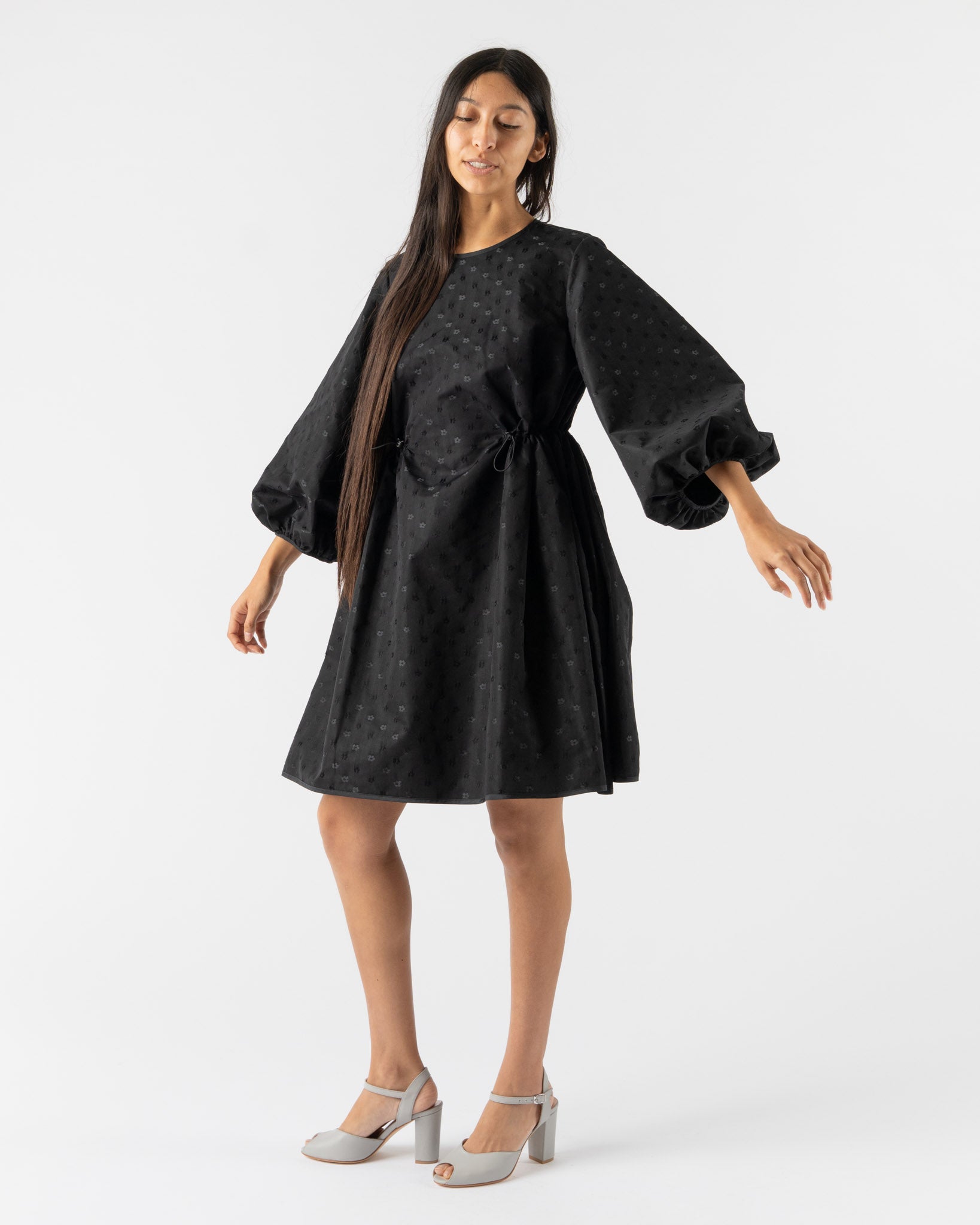 Cecilie Bahnsen Clo Dress in Black Iris Jacquard