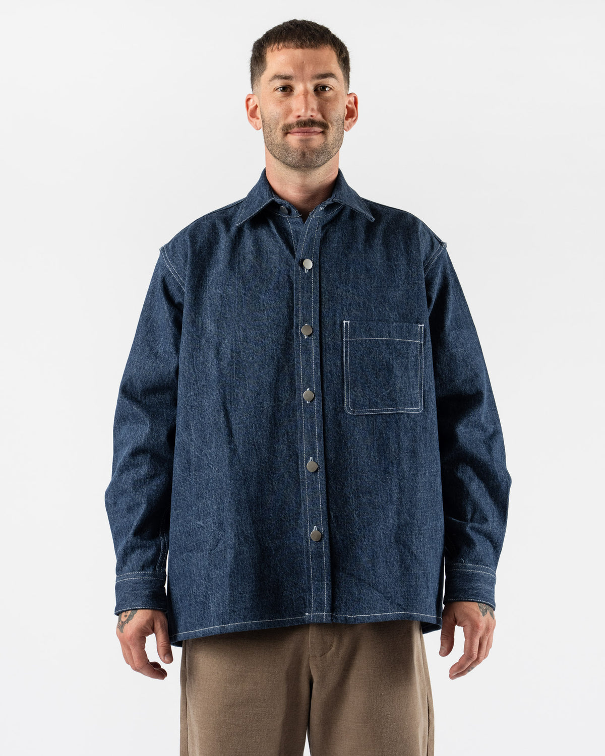 Colbo Overshirt in Stone Blue Denim
