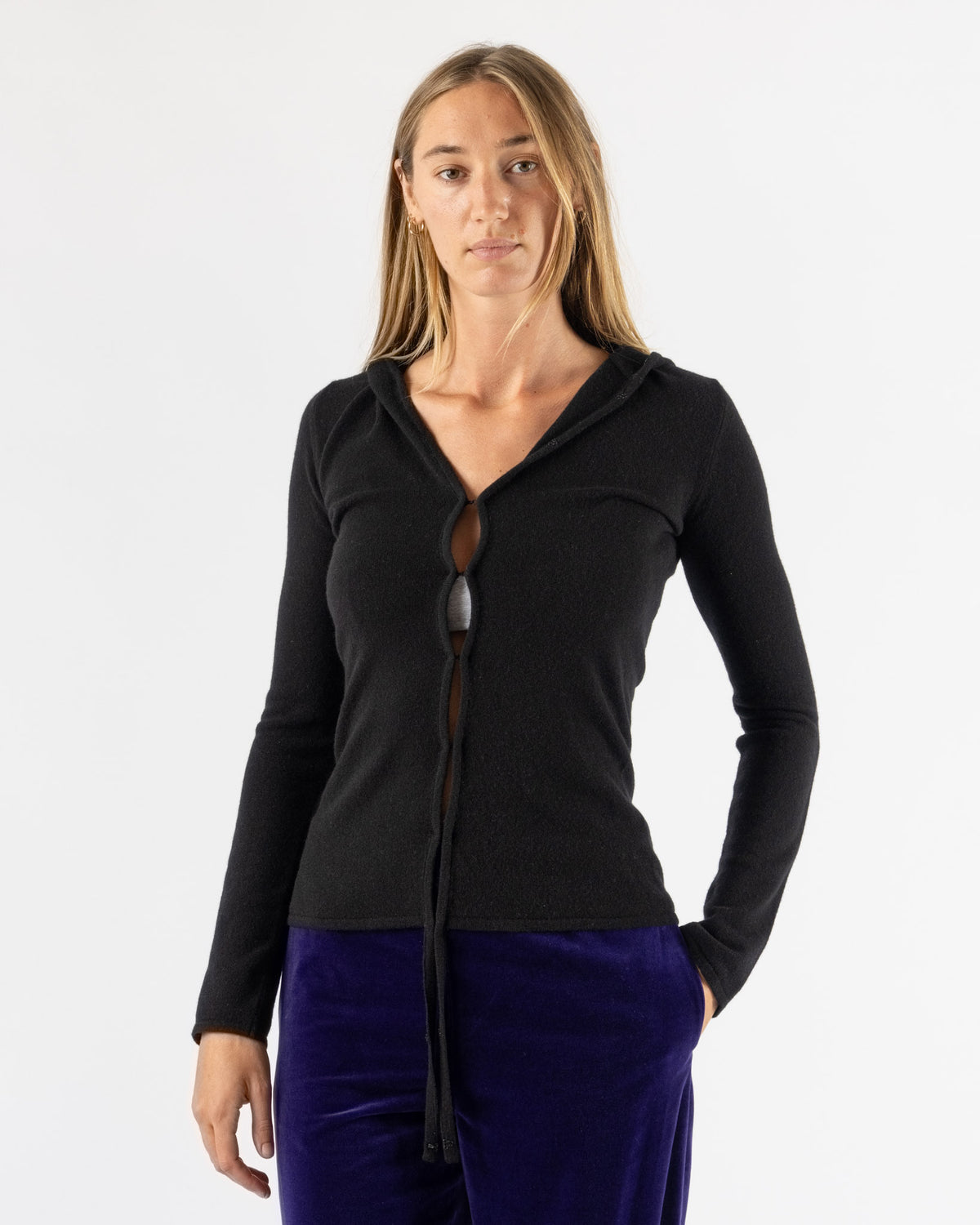 Colleen Allen Hook and Eye Hoodie in Black