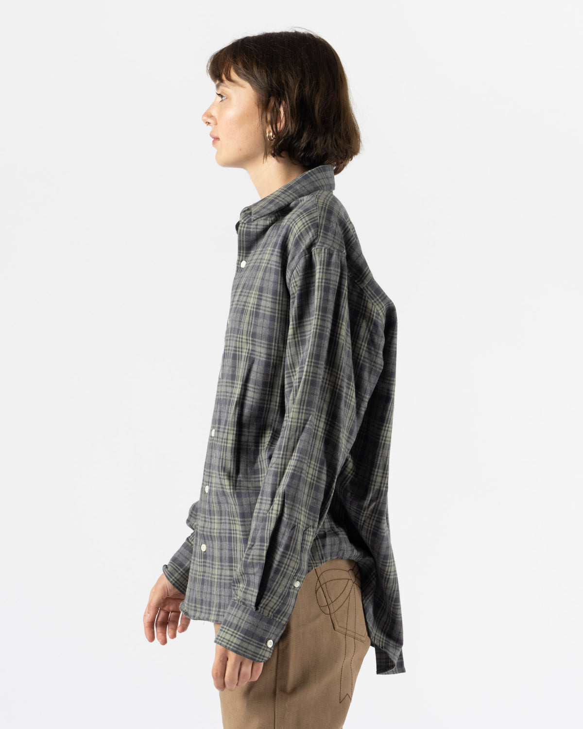 Comme Si La Shirt Classica in Grey Sage Plaid