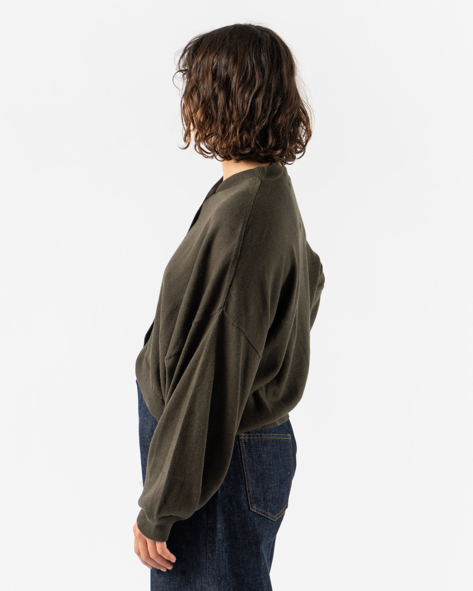 Cordera Cotton & Cashmere Cardigan in Dark Moss