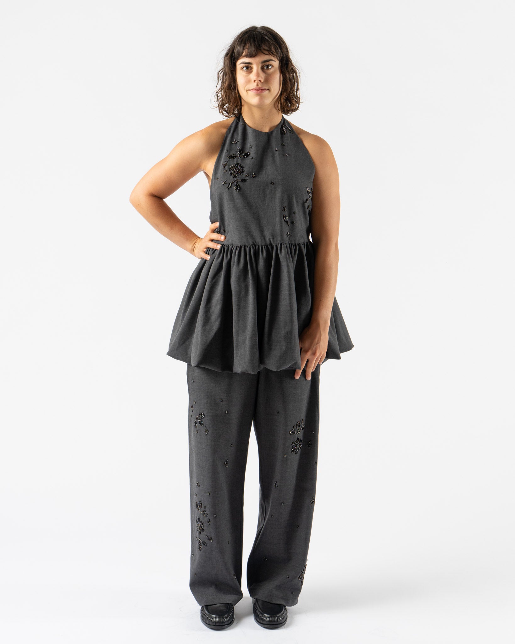 Cordera Embellished Tailoring Pants in Grey