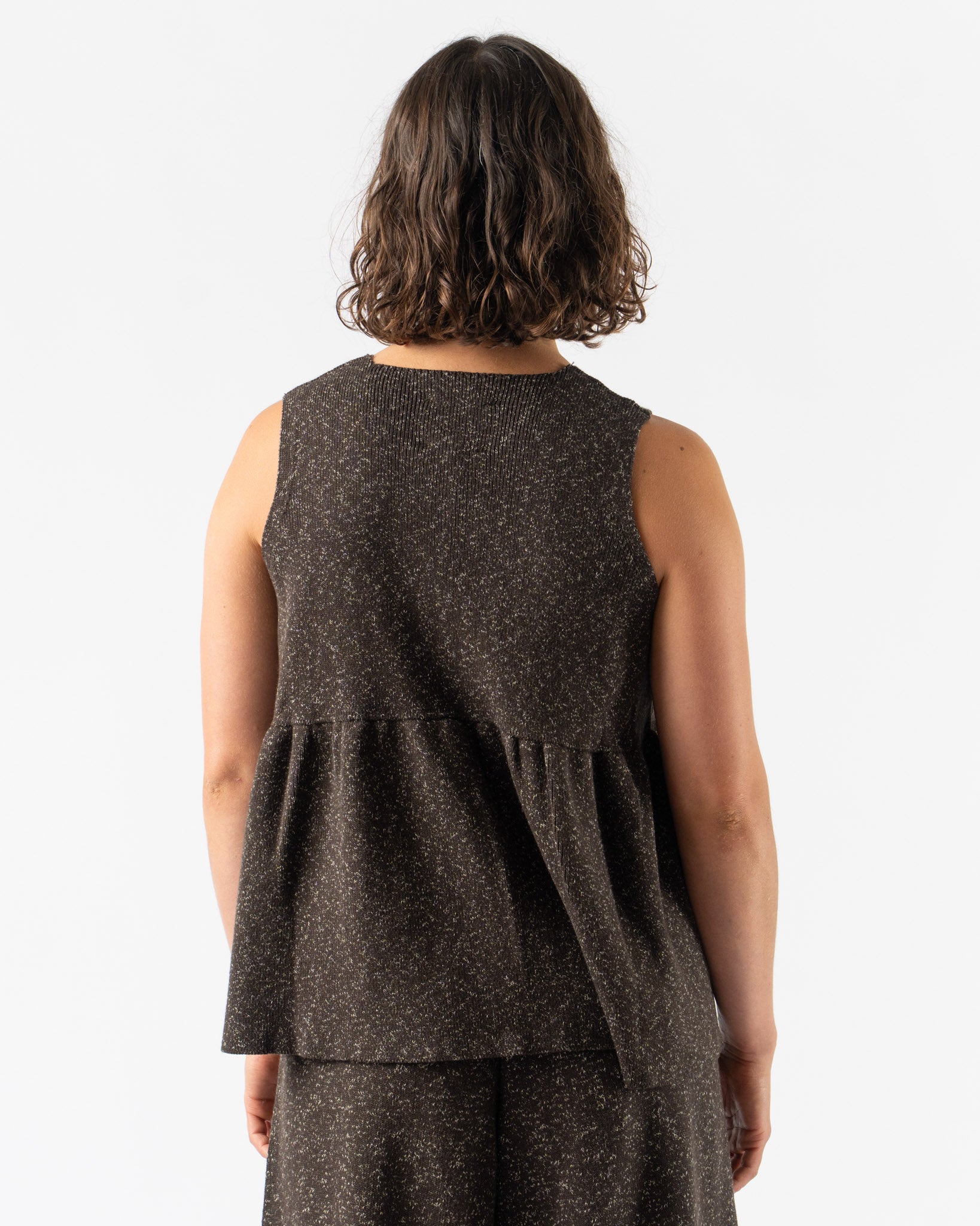 Cordera Flecked Cotton Pepulum Top in Brown