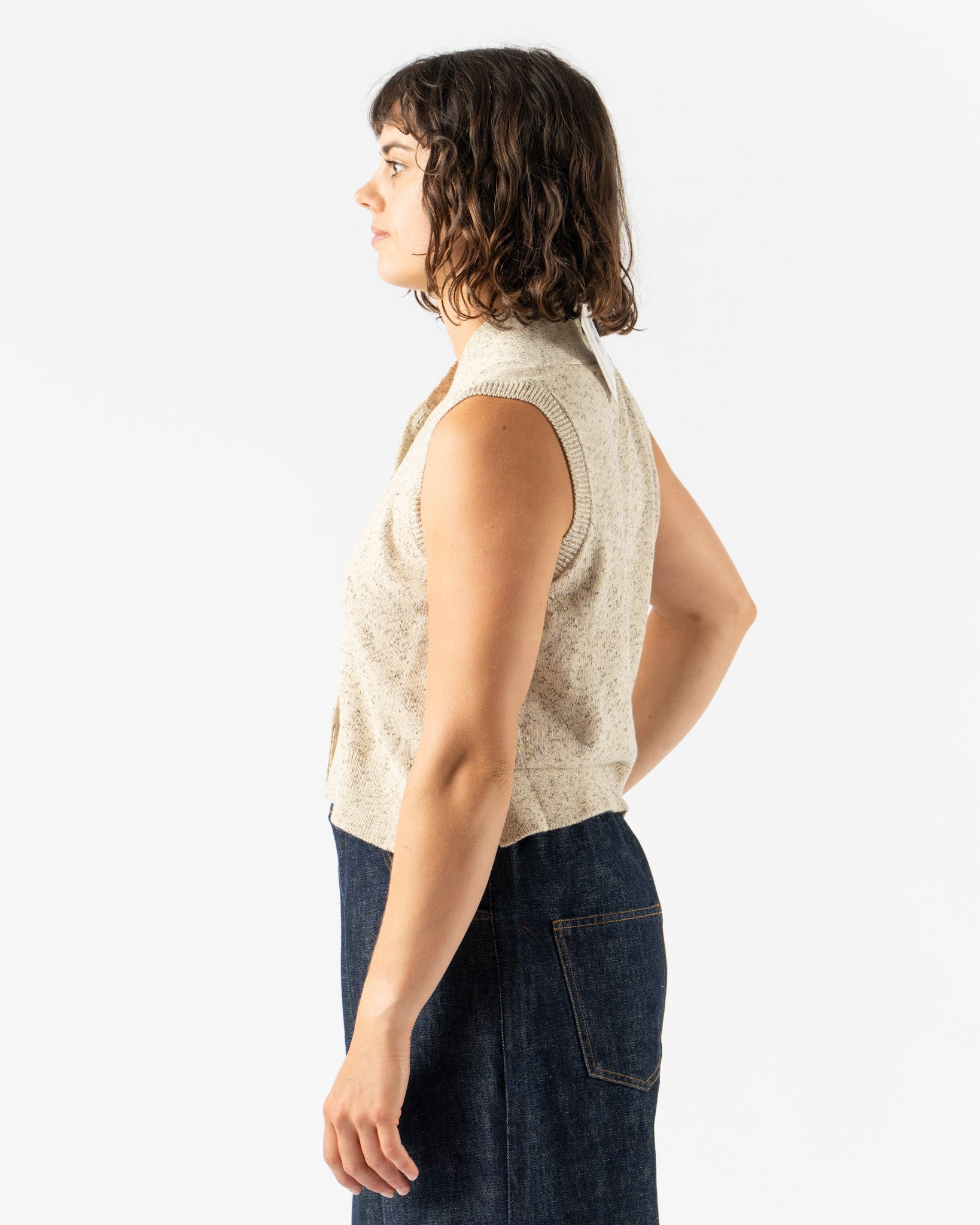 Cordera Flecked Cotton Vest in Natural