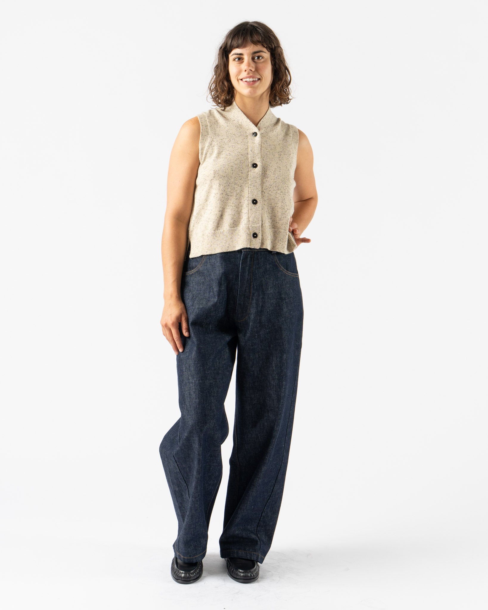 Cordera Flecked Cotton Vest in Natural