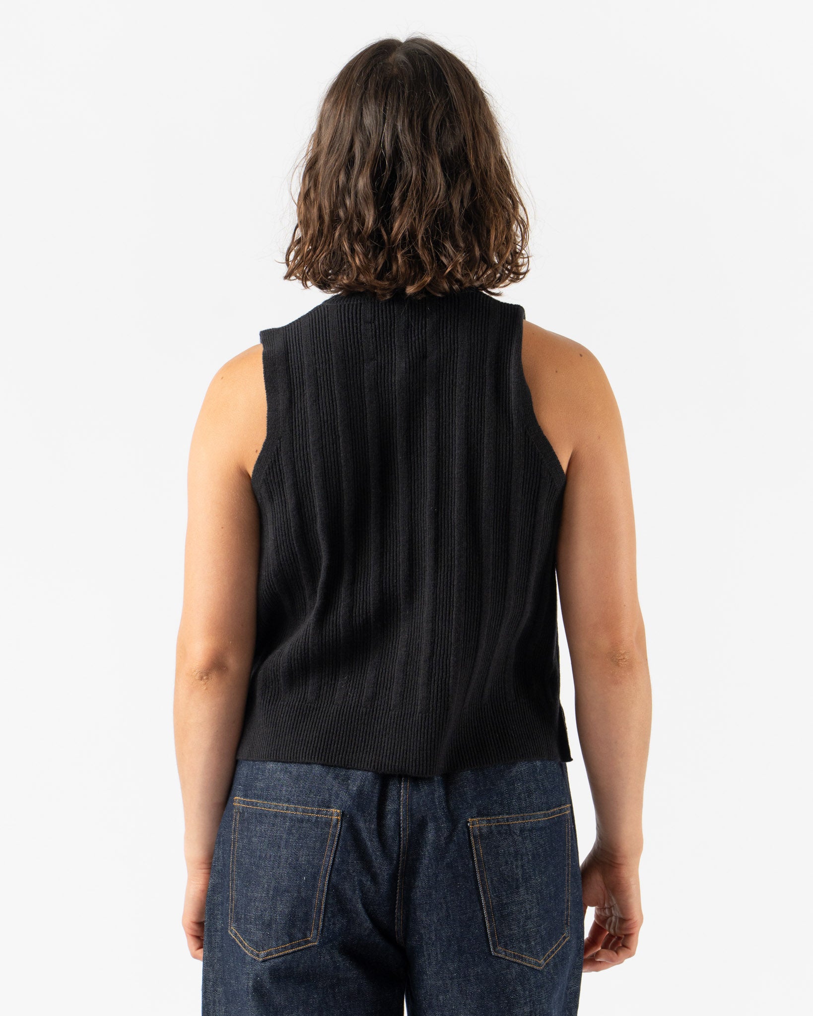 Cordera Merino Wool Ribbed Waistcoat in Black