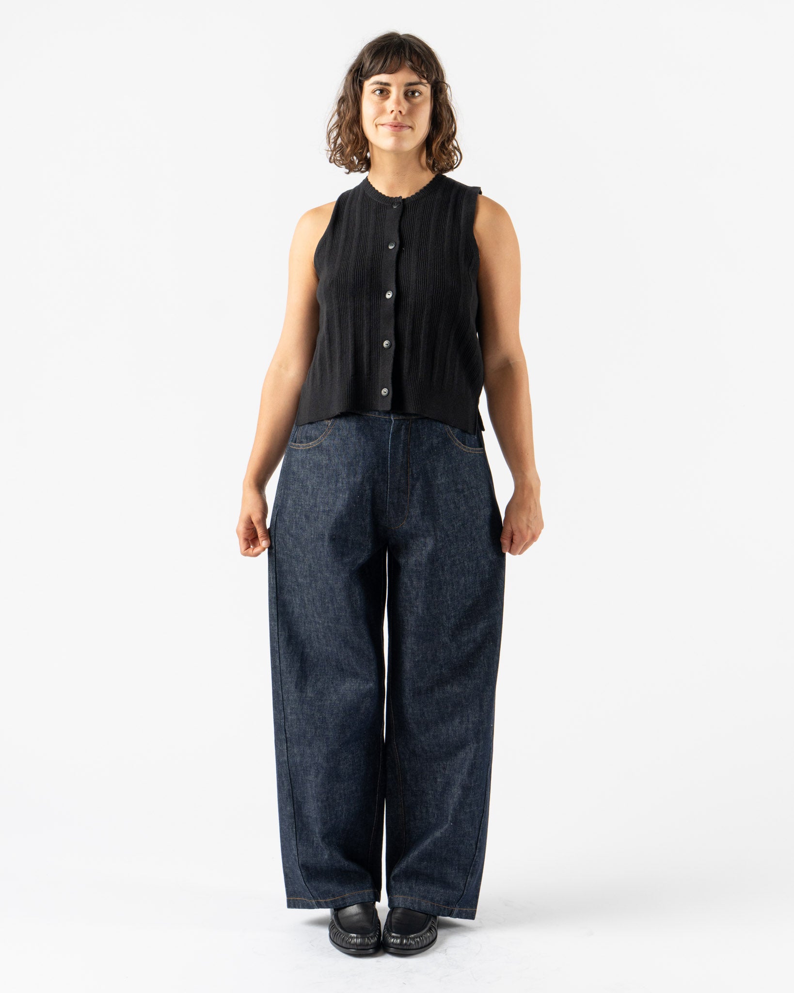 Cordera Merino Wool Ribbed Waistcoat in Black