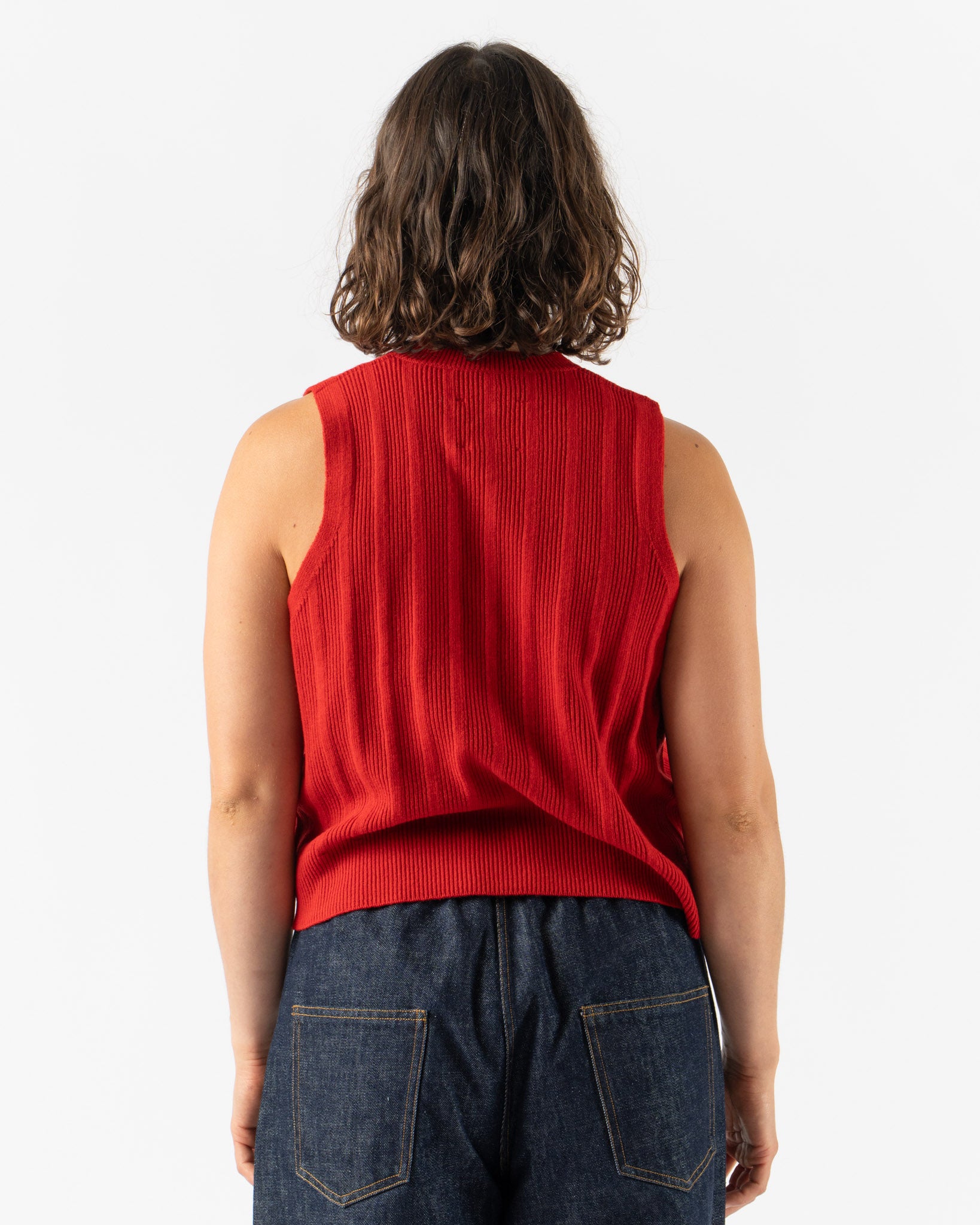 Cordera Merino Wool Ribbed Waistcoat in Red