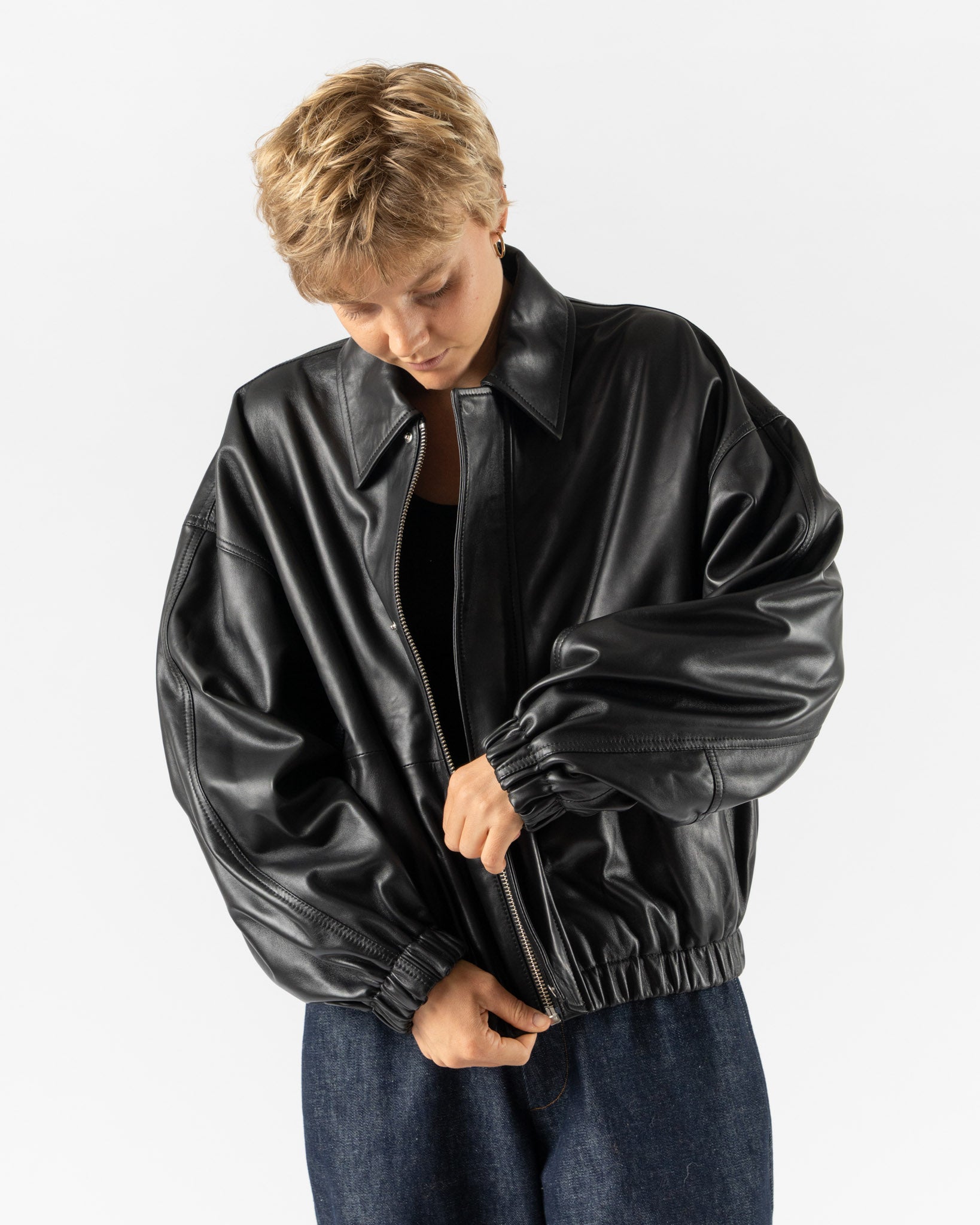 Cordera Nappa Bomber Jacket in Black