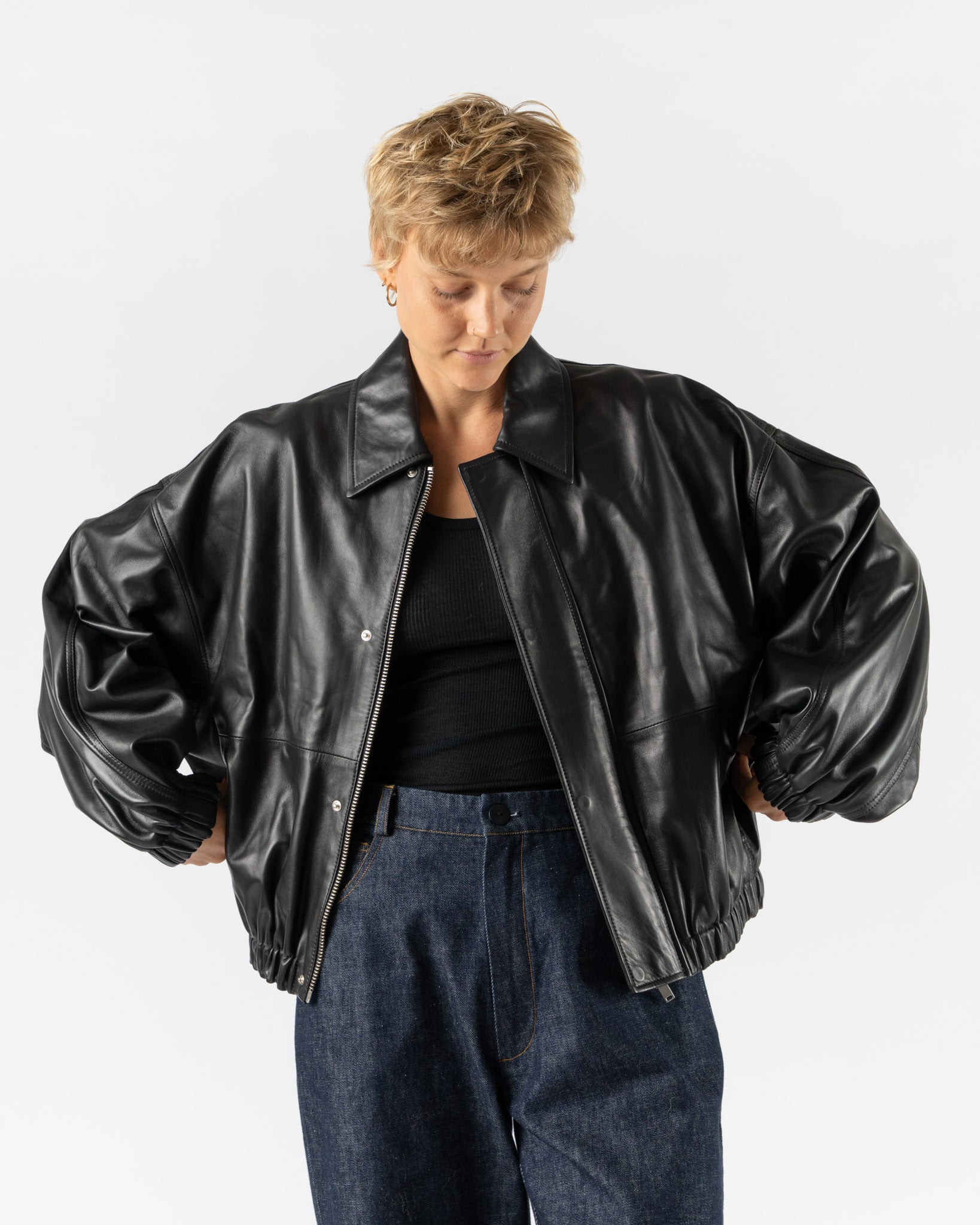 Cordera Nappa Bomber Jacket in Black