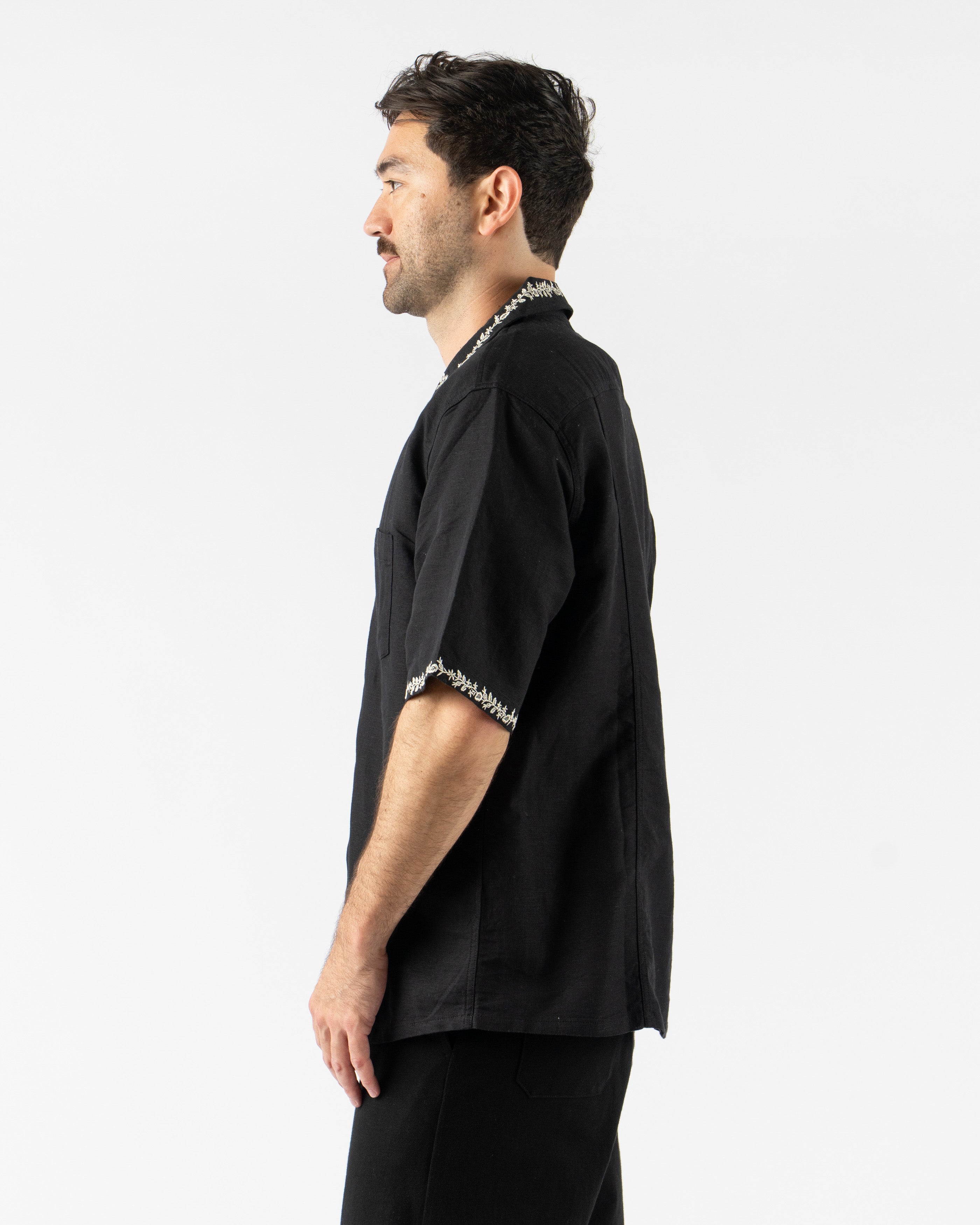 Corridor Elijah Embroidery SS Camp Shirt in Black