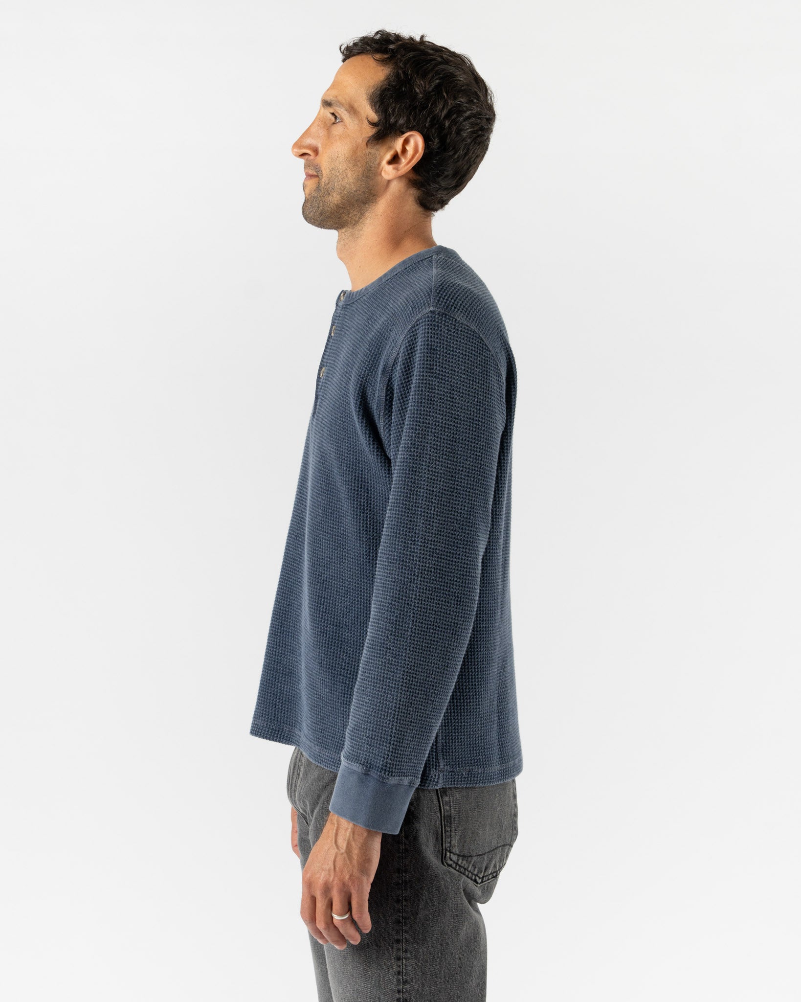 Corridor Waffle Henley in Navy