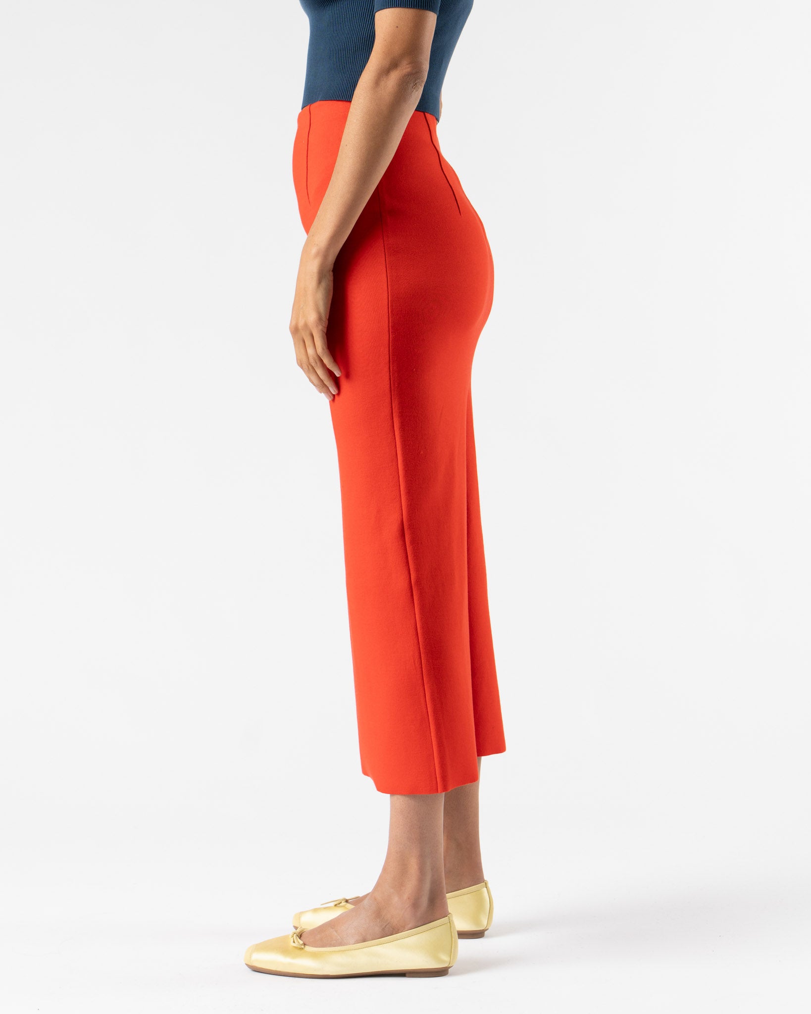 Auralee Cotton Silk Stretch Double Face Knit Skirt in Red