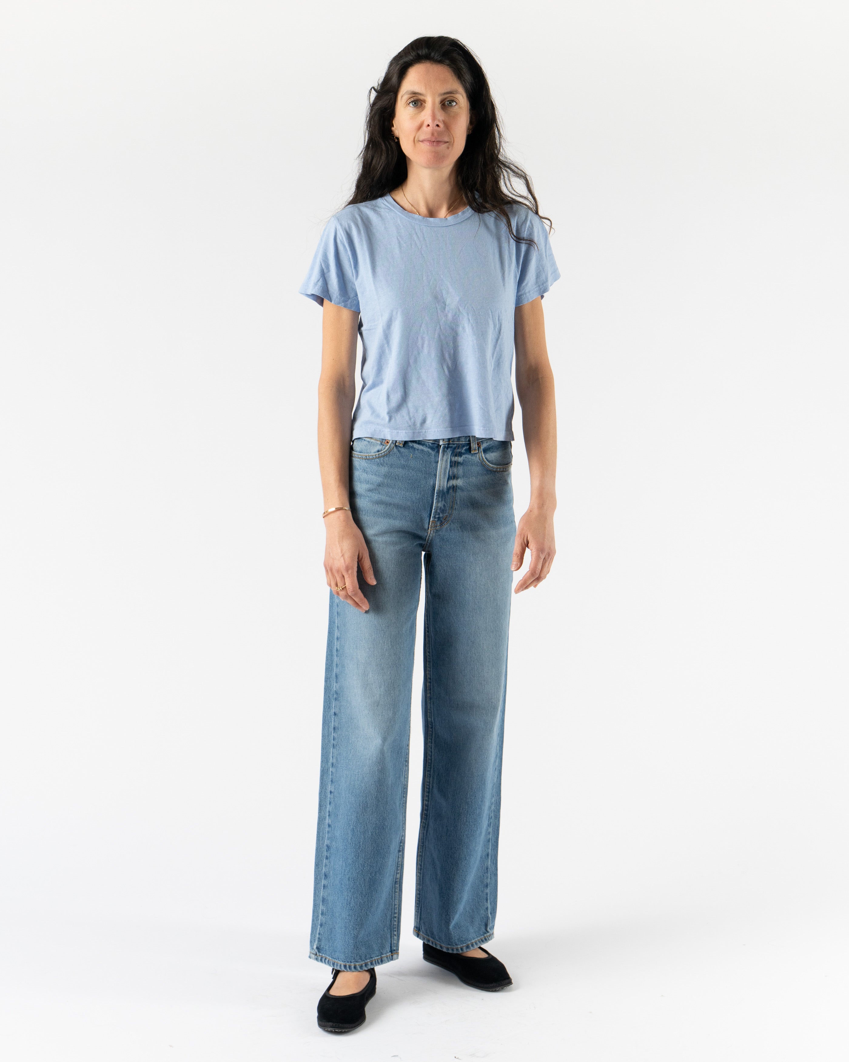 Jungmaven Cropped Ojai Tee in Coastal Blue